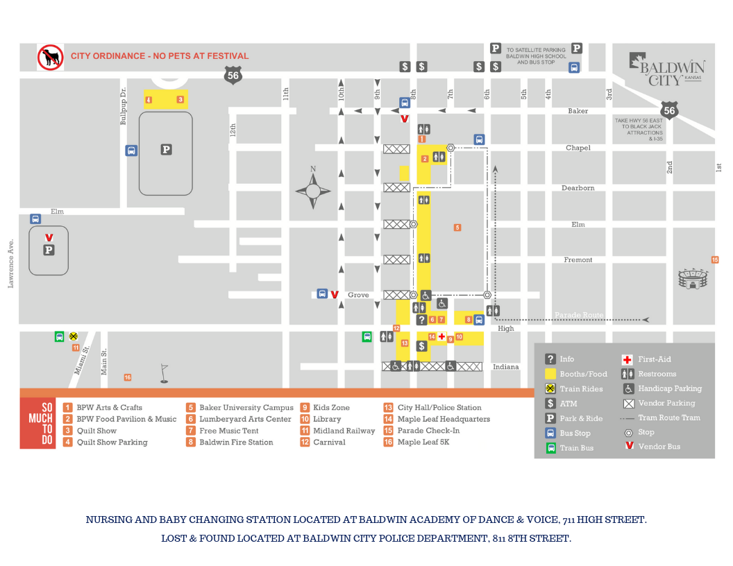 Something we do occasionally to keep costs low is reuse older content - which we did in this case, reusing a map of Baldwin City that another designer had created for the Festival years before. Why reinvent the wheel when it’s still rolling?