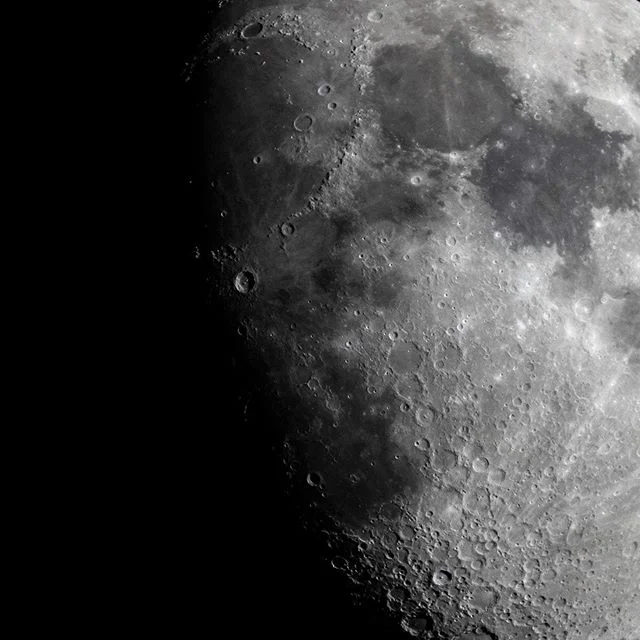 Check out Copernicus - the prominent crater just on the edge of the terminator. Named after the famous astronomer, Nicolaus Copernicus- this lunar impact crater has a diameter of 57 miles and is 2.4 miles deep! That is over TWICE as deep as the Grand
