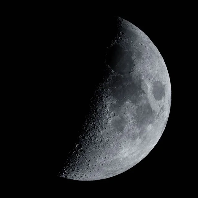 ☾ 46.1% illuminated waxing crescent moon taken at 22:10EST on 7/8/19 with the Sony a7iii and Celestron C90 #selenophile #sonyalphafemale
