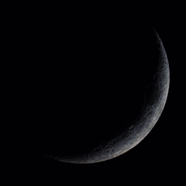 ☾ 14.5% illuminated waxing crescent moon taken at 20:12EST on 10/1/19 with the Sony a7iii and Celestron C90 #selenophile #sonyalphafemale