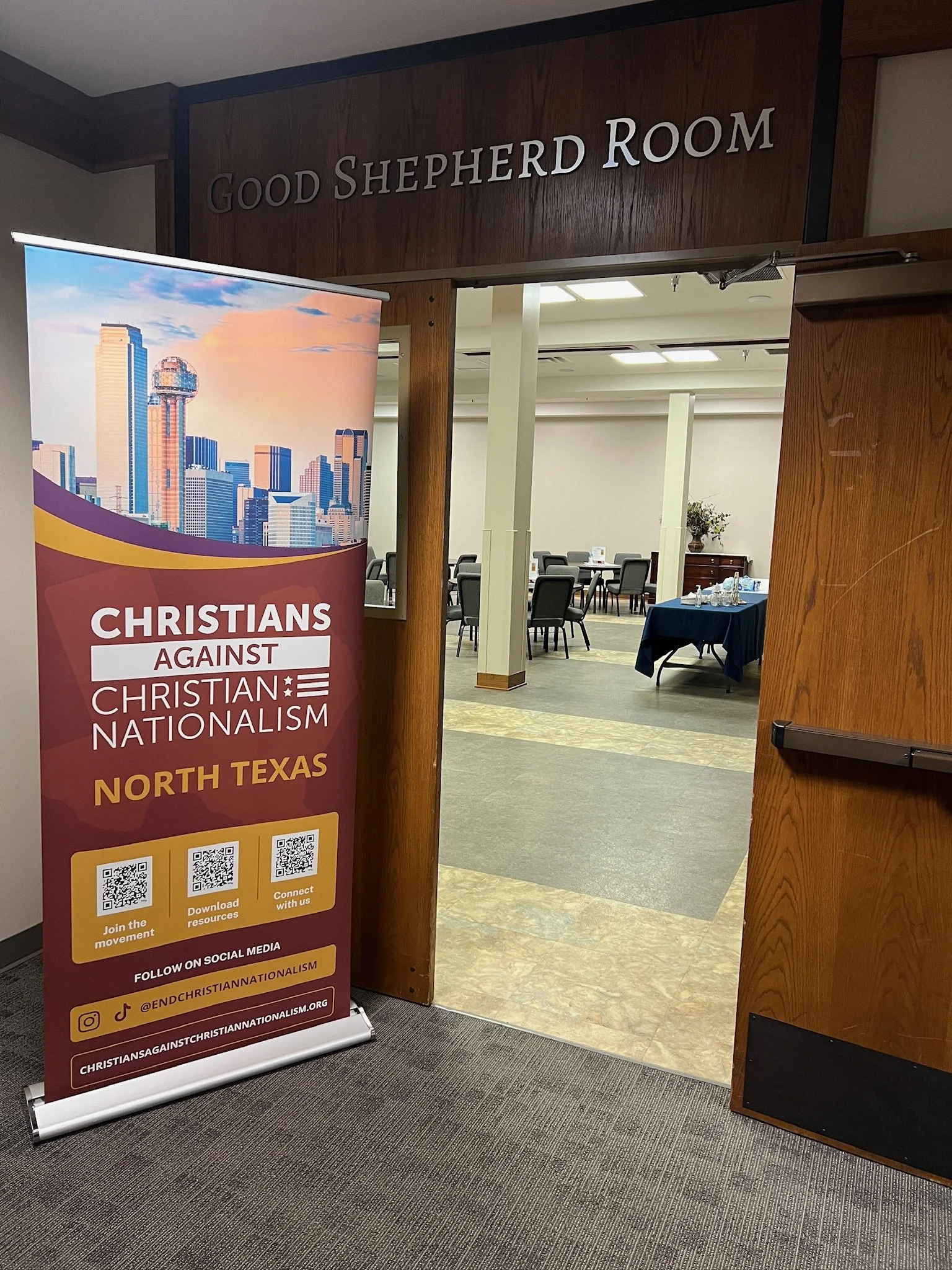 NTX sign outside room.JPG