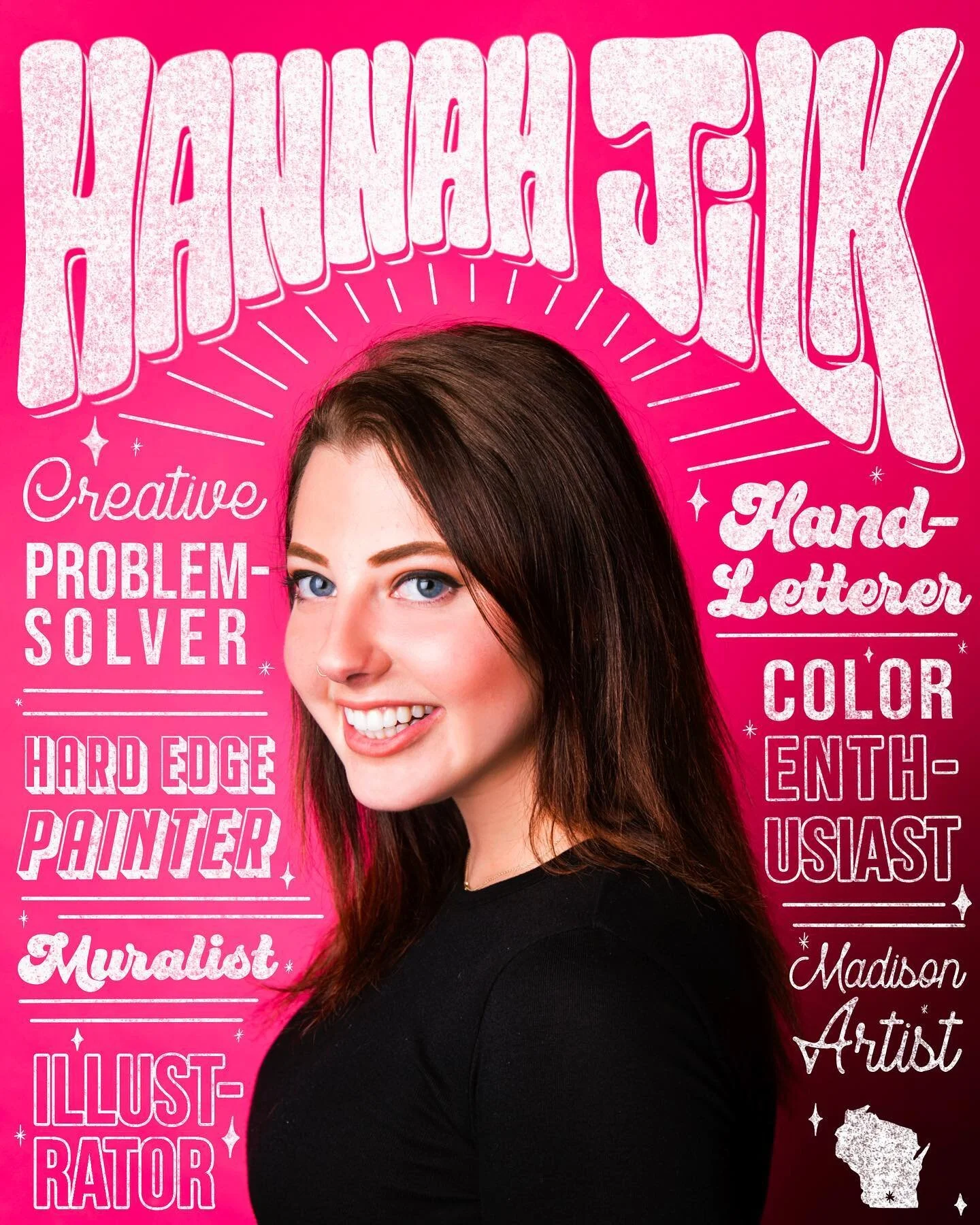 Turned my old undergrad headshot into a type poster! I&rsquo;ve been working on some promo materials for a cool project I&rsquo;ll be sharing next week &mdash; but this was too fun not to post early 🤪
Shoutout to @carlystarphoto for taking the best 