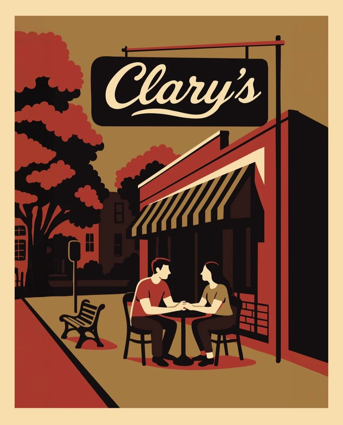 Anniversary illustration for @t_jilk of one of our favorite spots down in Savannah. Wildly in love and mildly hungover, wolfing down biscuits and gravy at Clary&rsquo;s on Abercorn. 

Tweaked their signage cus I&rsquo;m a type snob 🙃

Music by the a
