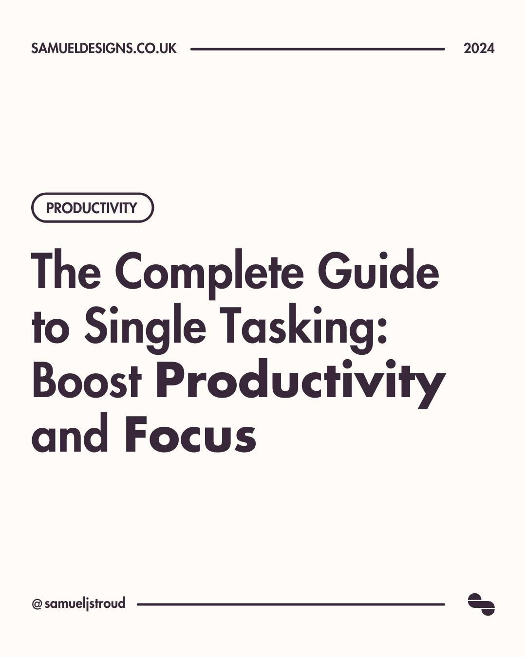 Since I began freelancing, I&rsquo;ve become obsessed with productivity.

Not necessarily getting as many things done as possible, but rather frameworks to help make life easier.

And by far the best one I&rsquo;ve found is Single Tasking.

Incredibl