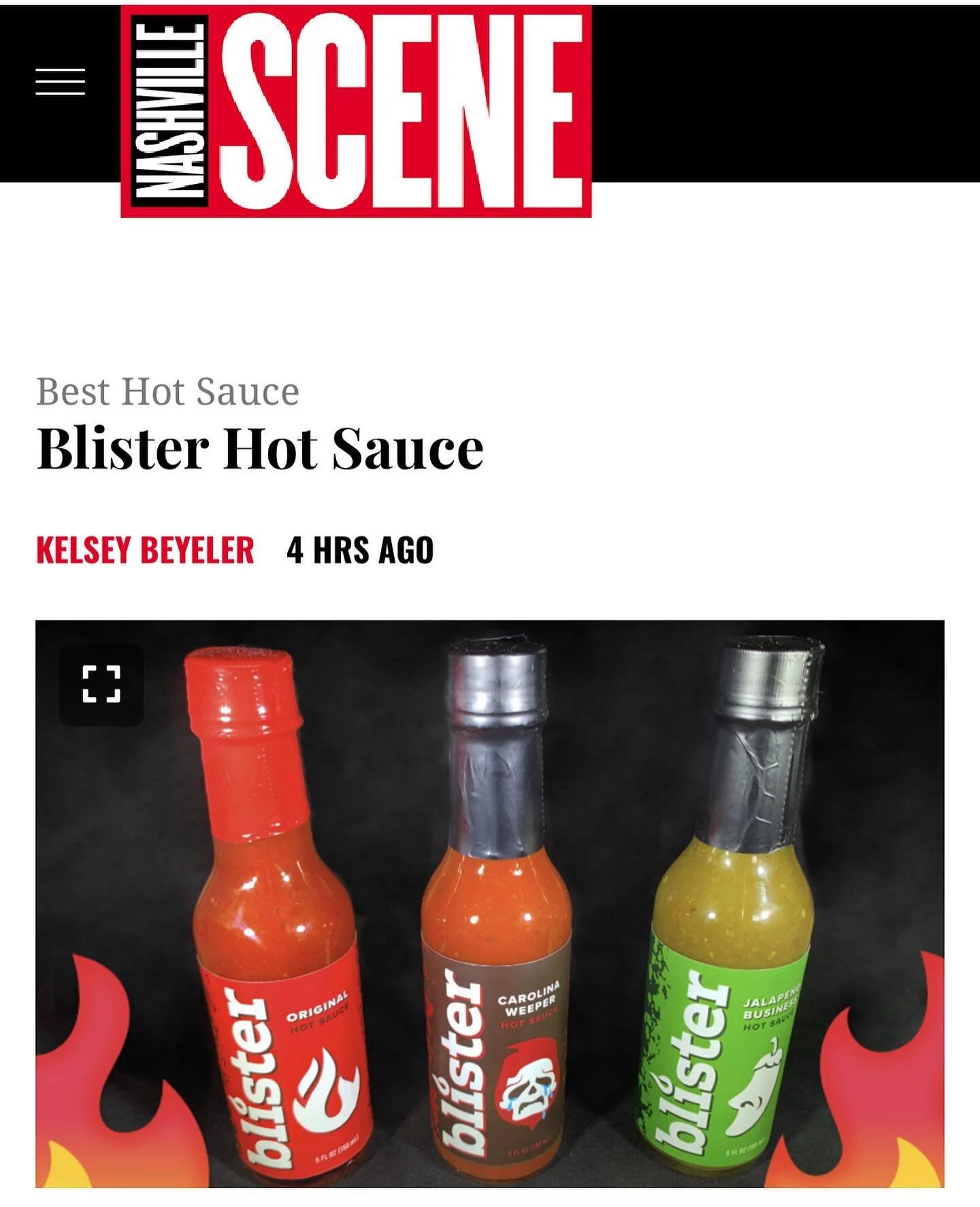 Well this was wonderful news to wake up to!  Thank you @kelsey_beyeler and @nashvillescene &hearts;️🔥&hearts;️
We have an amazing hot sauce community blossoming here in Nashville, and we were up against some incredible competition, so we are humbled