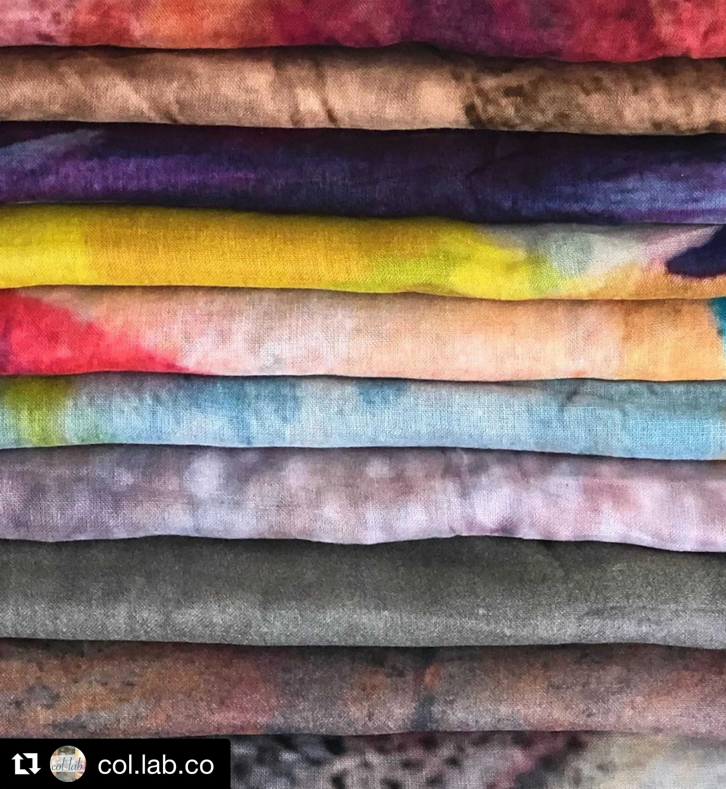 Folded colorful printed art scarves