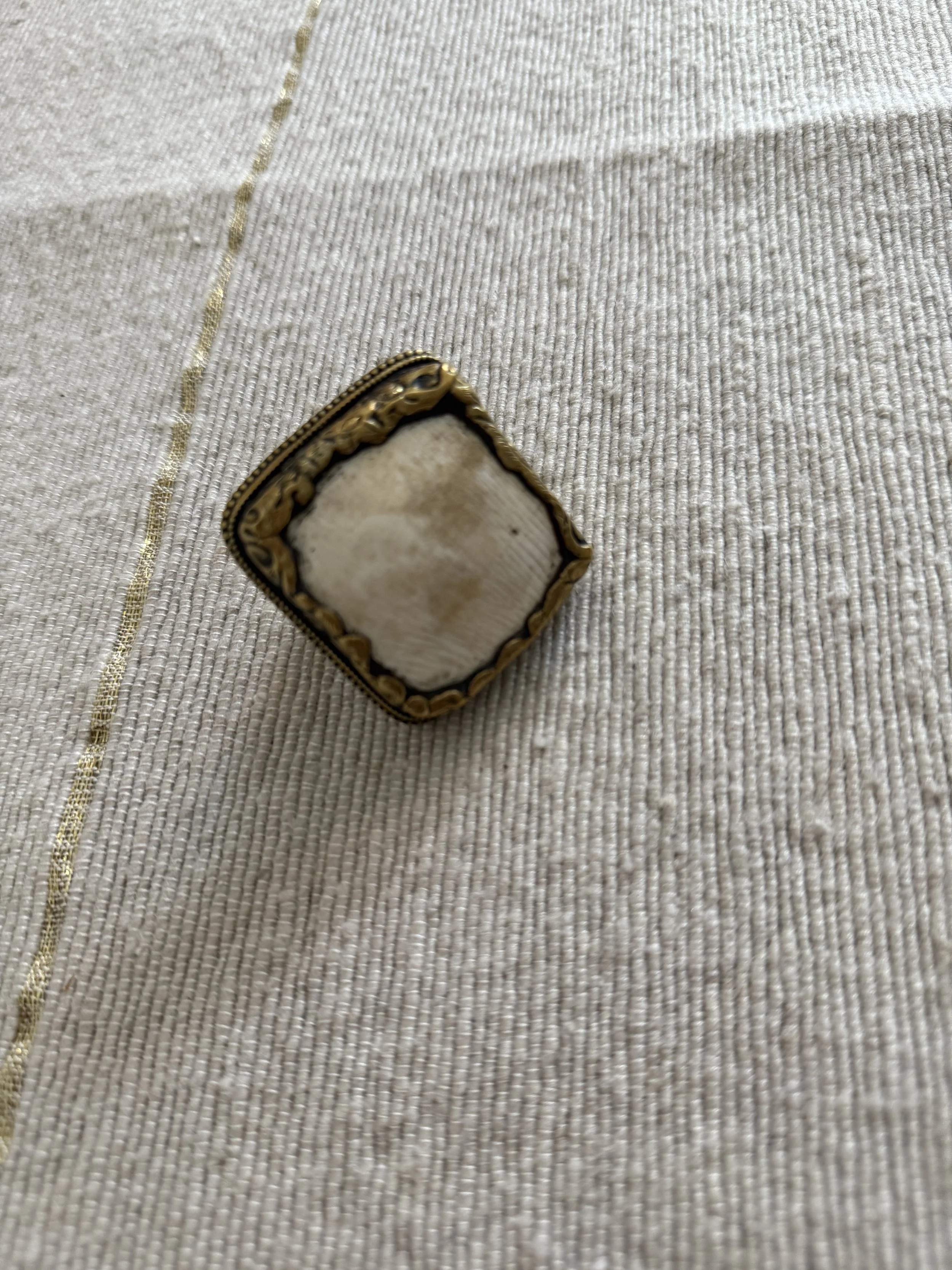 Bohemian Shell and Brass Ring