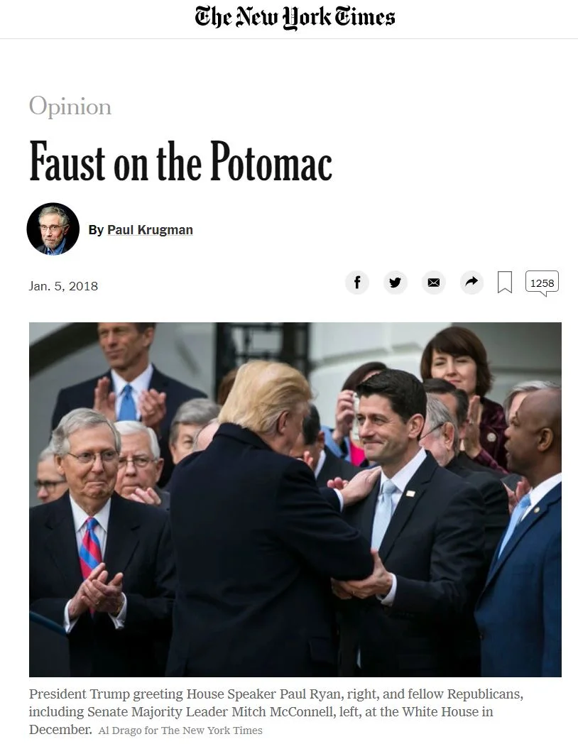 Comment on Krugman's "Faust on the Potomac"