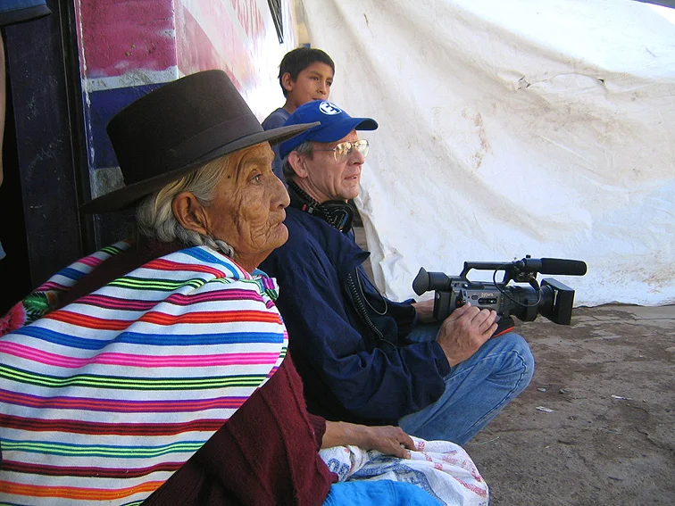 On location in Peru for Confronting the Truth, 2002.