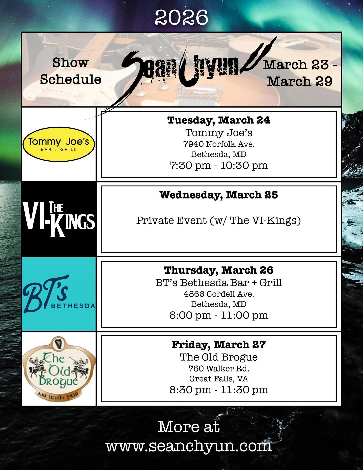 Got some regular shows, and a home away from home and then a quiet weekend off before the season kicks off!  Come on out to a show and enjoy a drink and a song or twenty!

🎶 🍻 🎸 🥃 🎤

#LiveMusic #SupportLiveMusic #DMVMusicians #SupportLocal #Befr