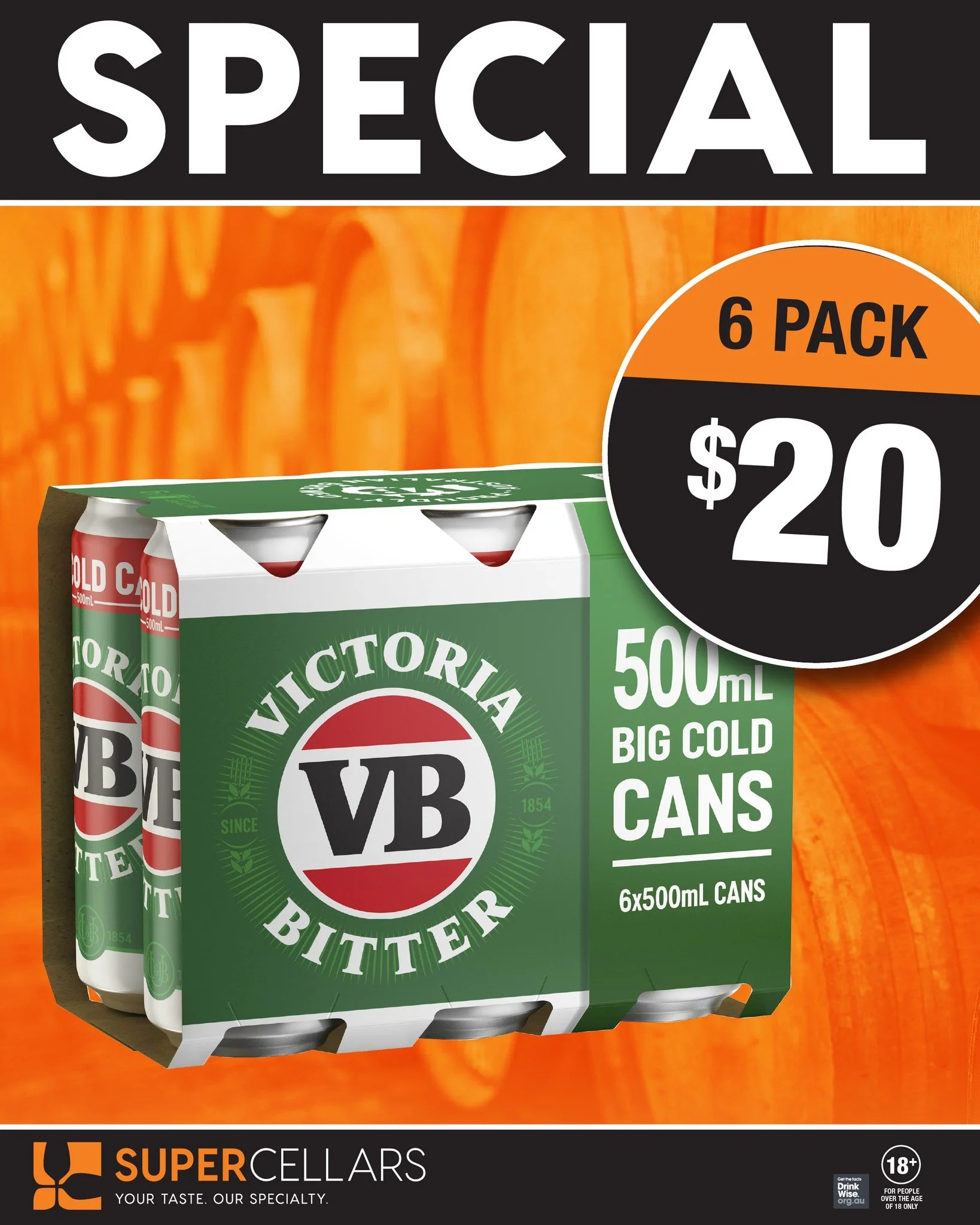 π» VB 6-Pack Special at Super Cellars Drive-Through!
Grab a 6-pack of 500ml VB cans for just $20 - available now for a limited time! ππ¨
Plenty of stock, but not forever!
Enjoy responsibly. 18+ only.