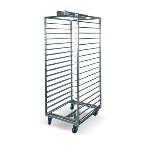 Carrito de bandeja giratoria en acero inoxidable.