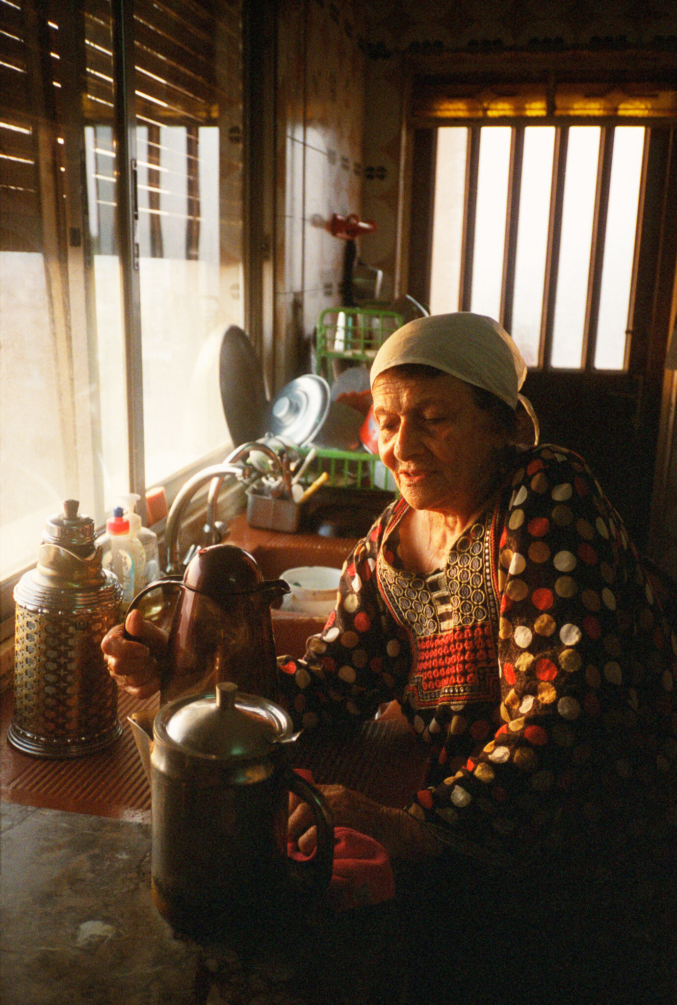 Teta Munifa Serving Tea at the Crack of Dawn, Amman, Jordan, 2018