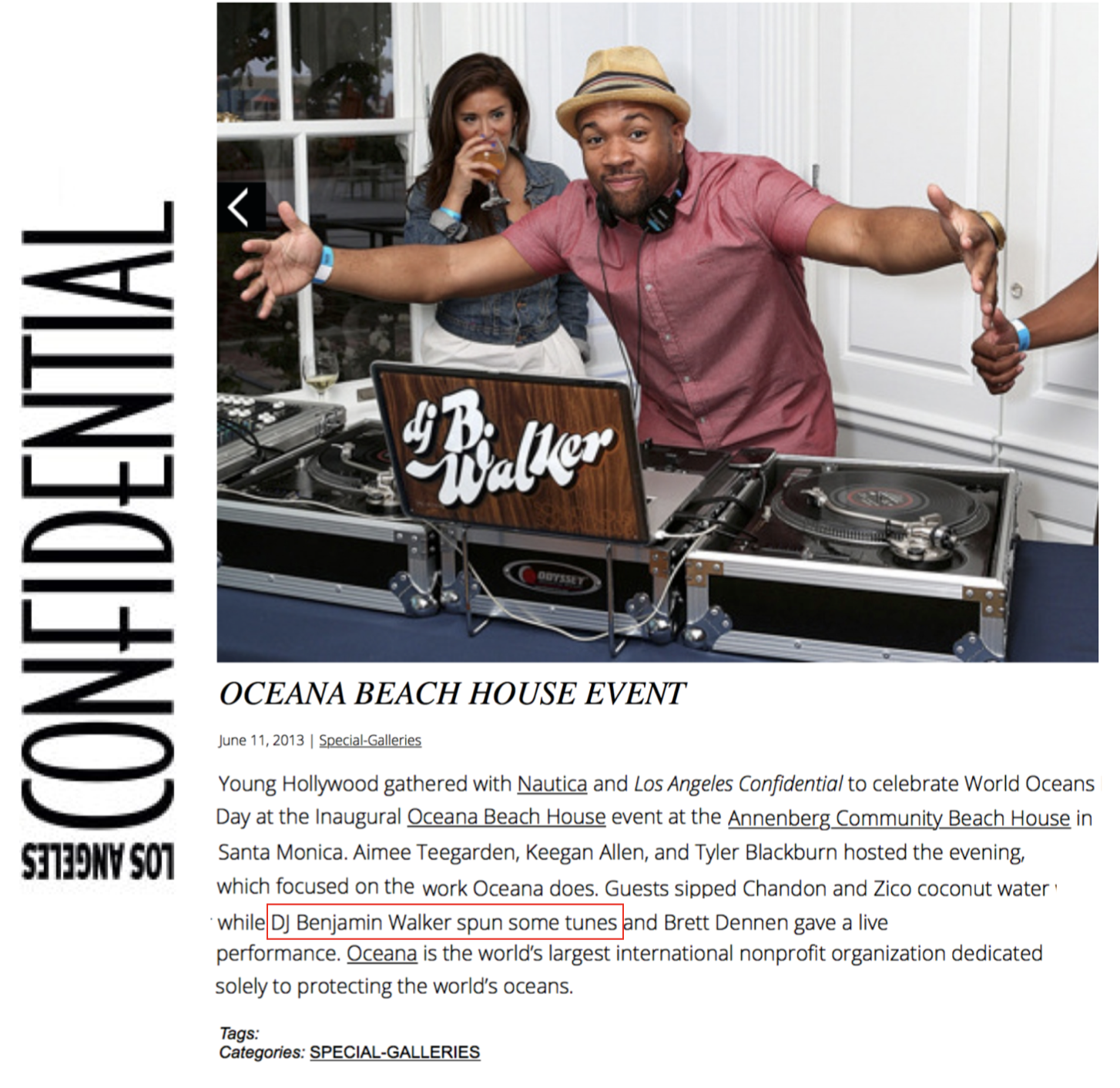   DJ Benjamin Walker at Oceana Beach House  