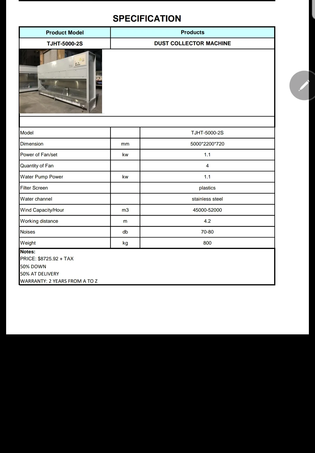 Dust Collector 16 FT