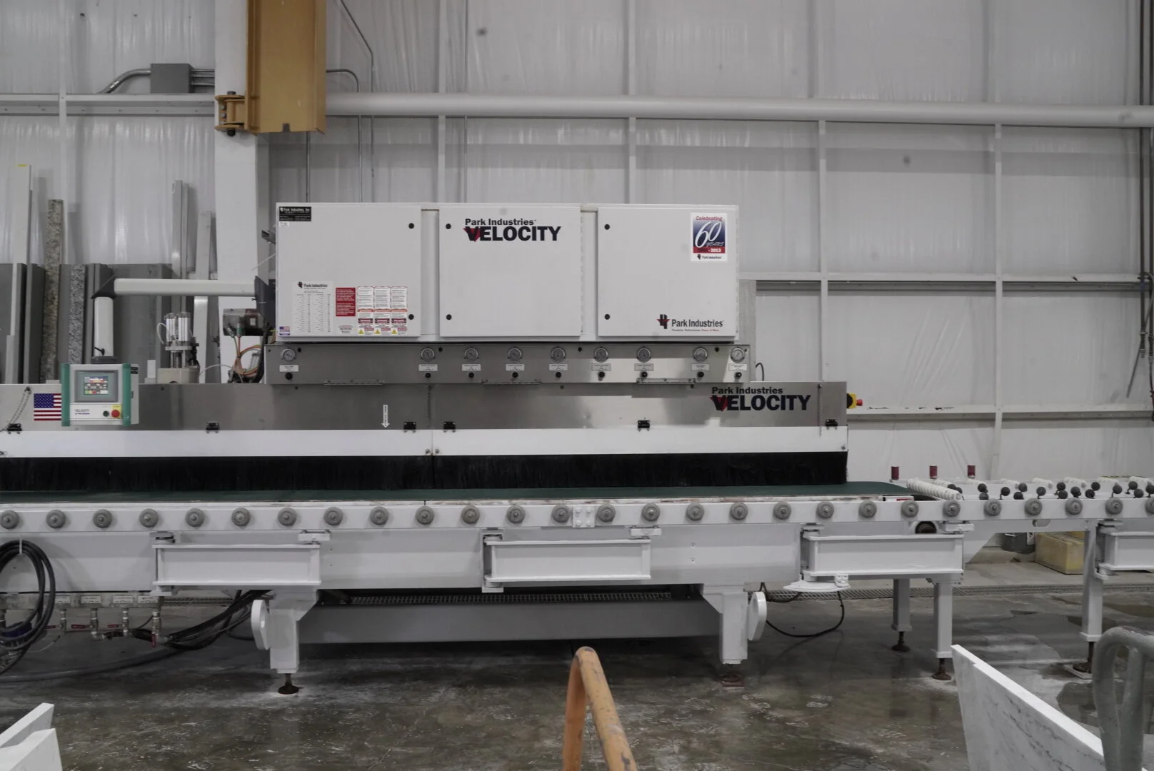 Refurbished 2014 Park Industries Velocity Inline Multi Head Edge Polisher Machine for SALE
