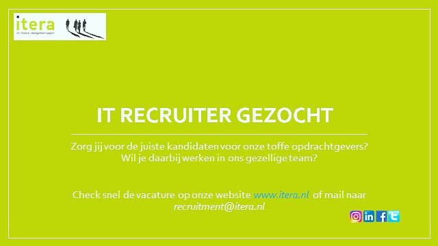 Word jij onze nieuwe collega?

Solliciteer snel!

#arbeidsbemiddeling 
#ict 
#recruiter
#detachering