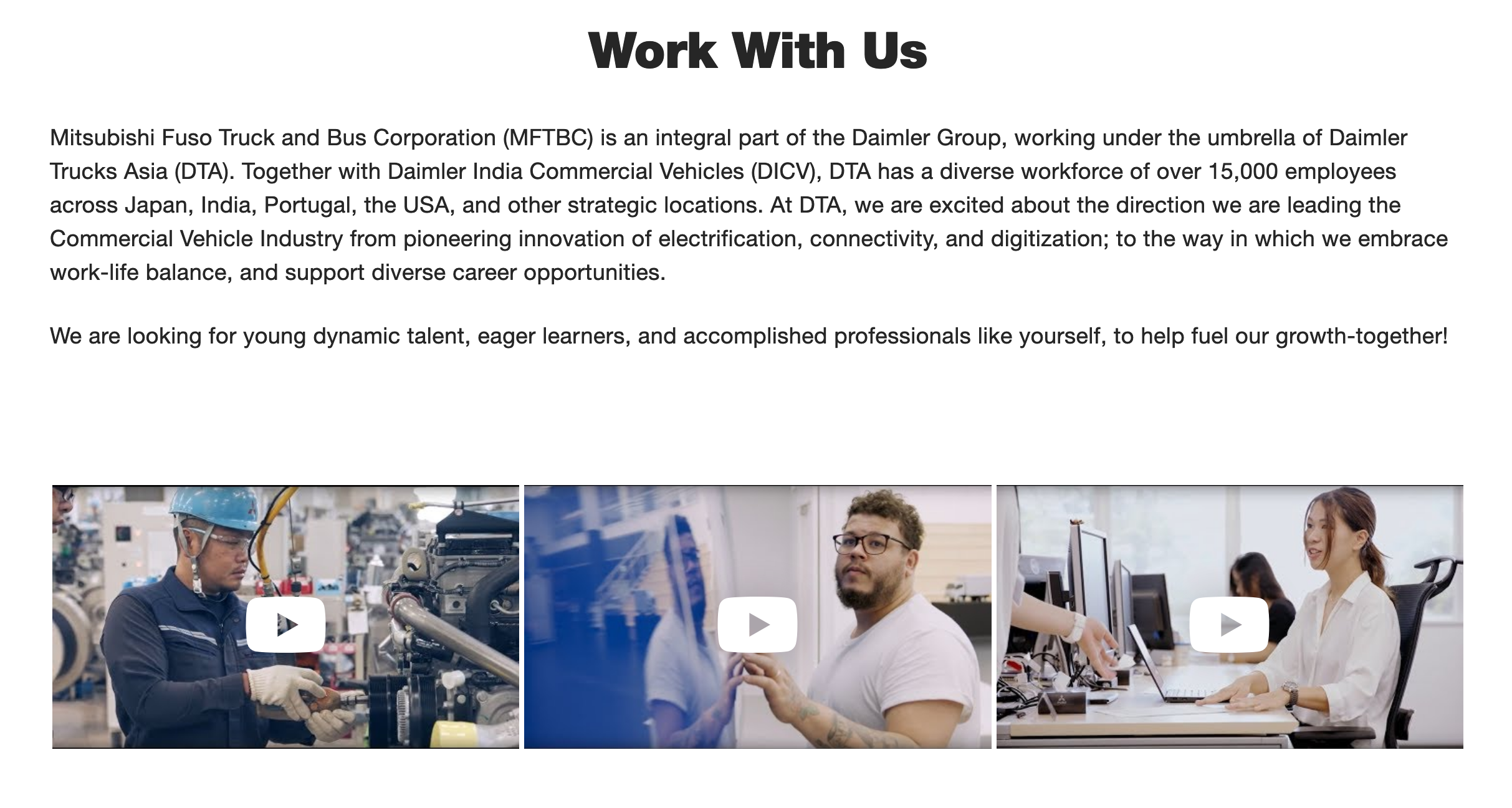 "Never The Same" Series Featured on the Fuso Career Website