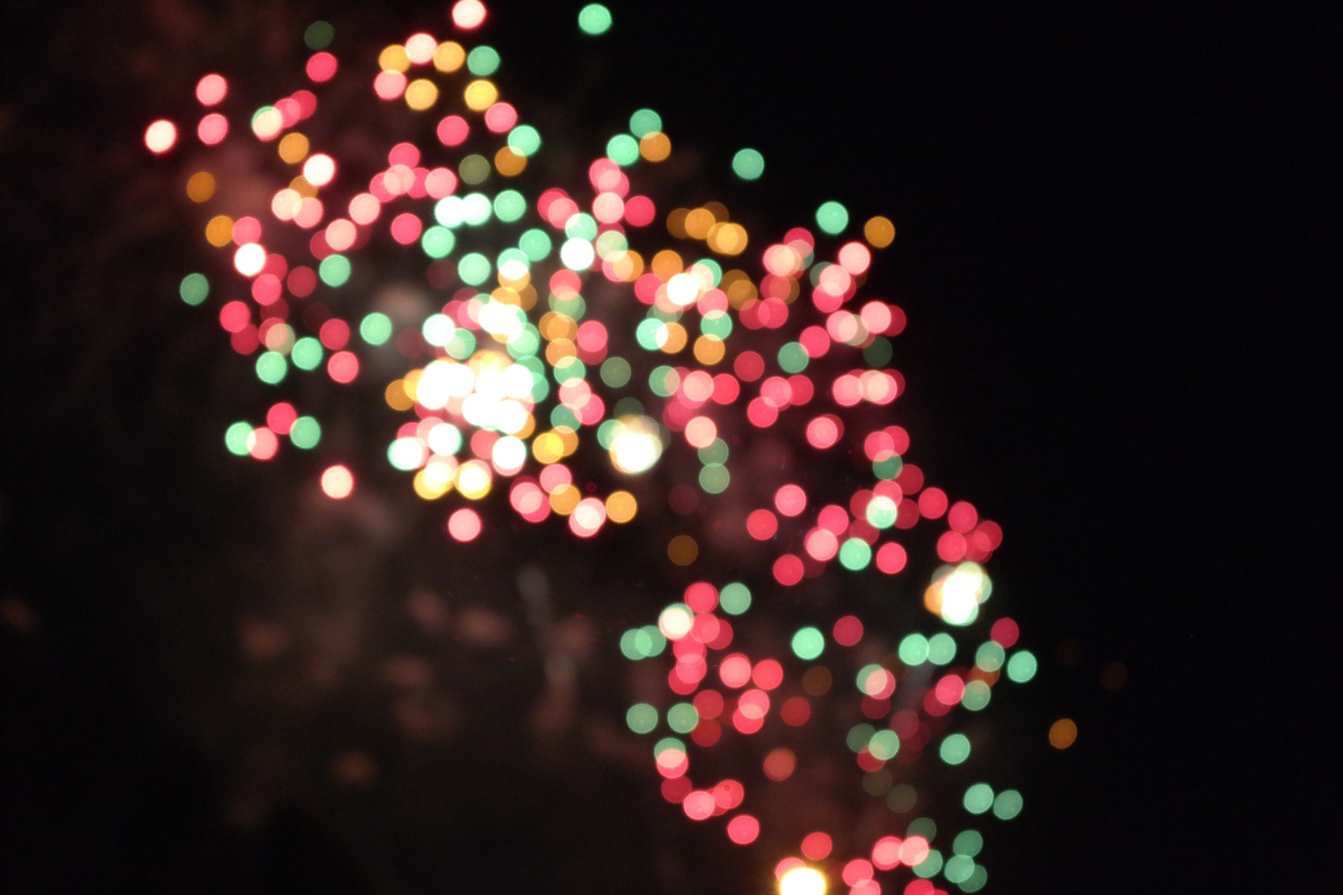 A blurred fireworks scene.