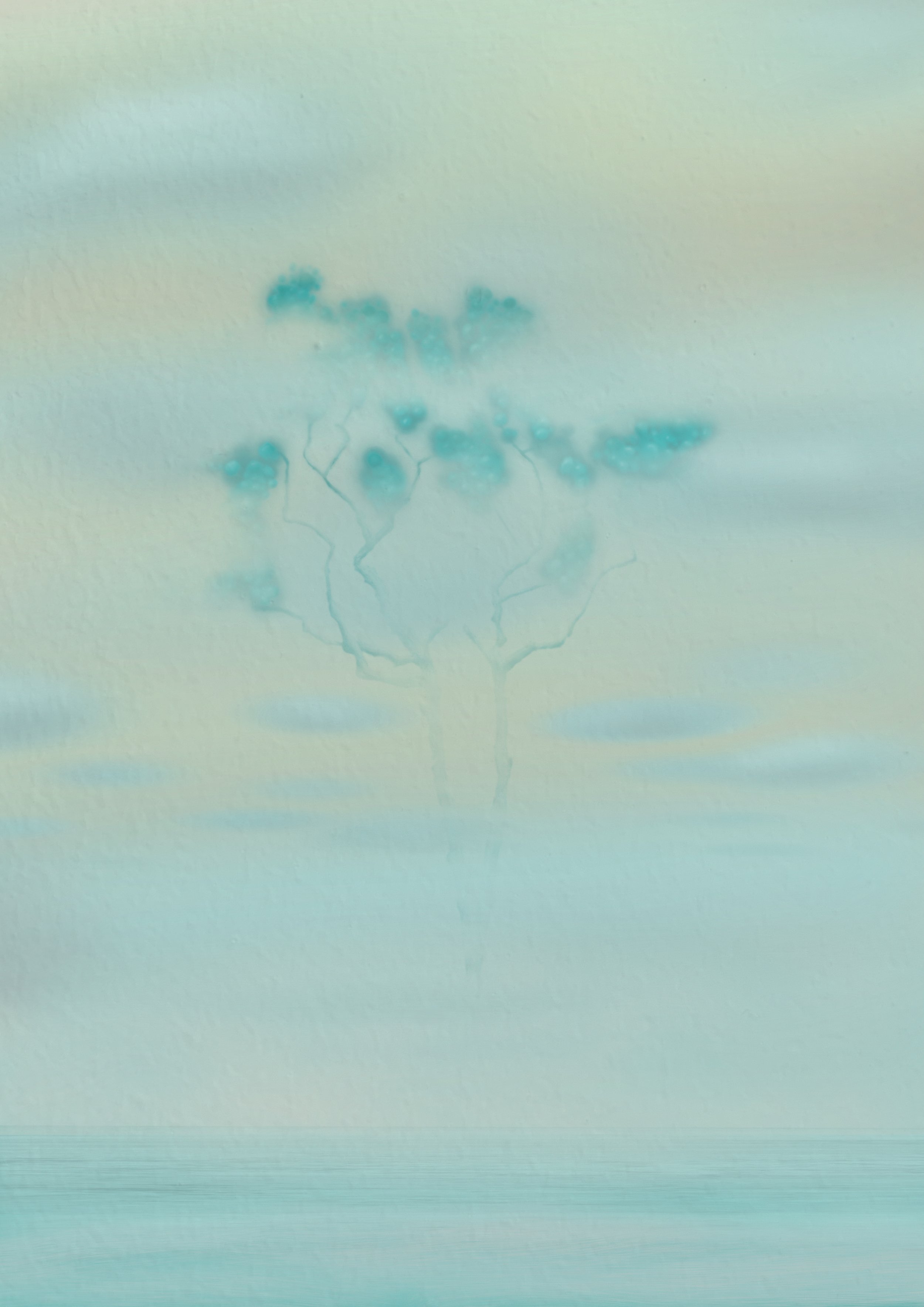 Blue tree and fog