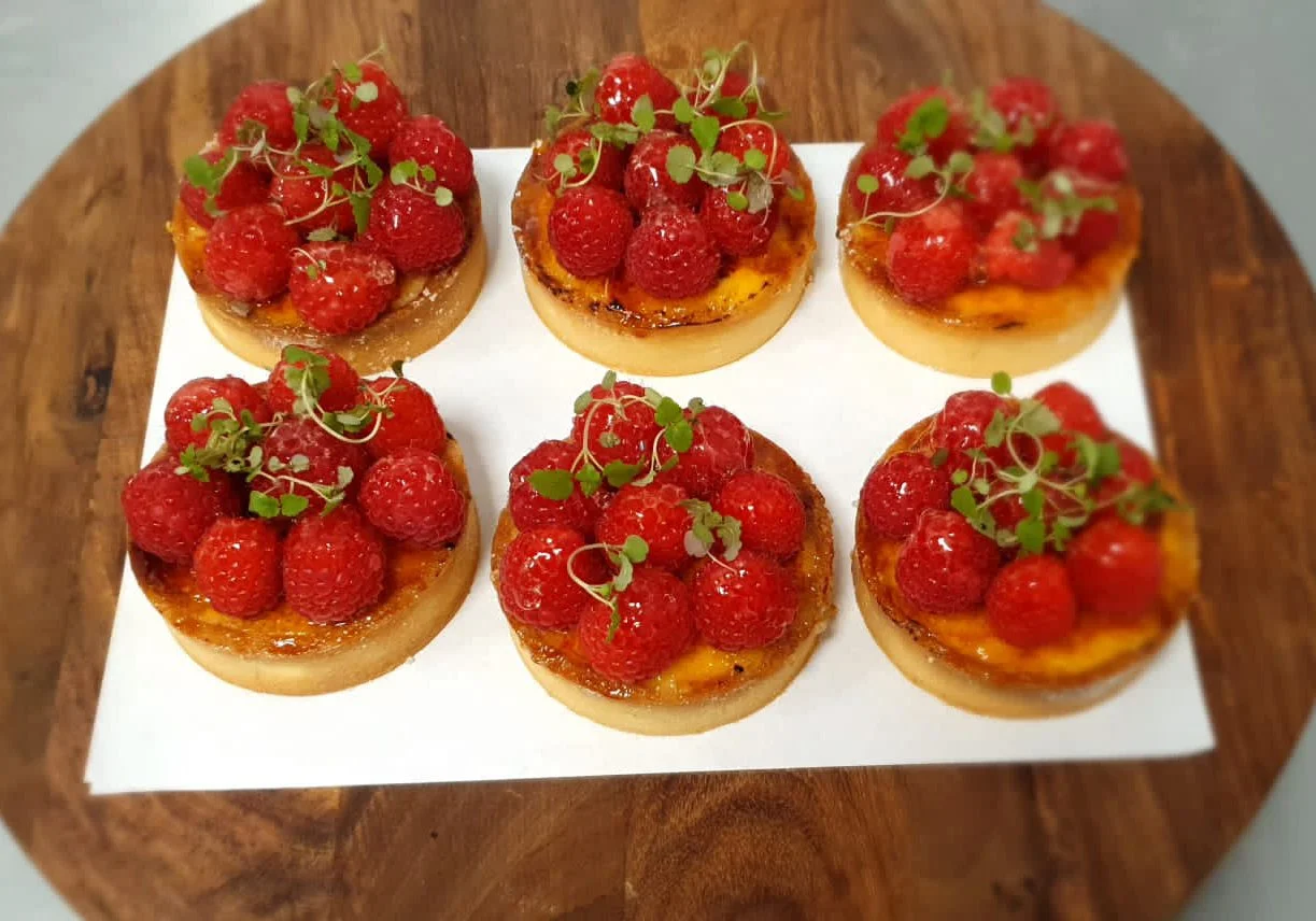 Recipe for The Jubilee weekend - Marc's Kaffir Lime Leaf and Raspberry Crème Brûlée Tartlet.