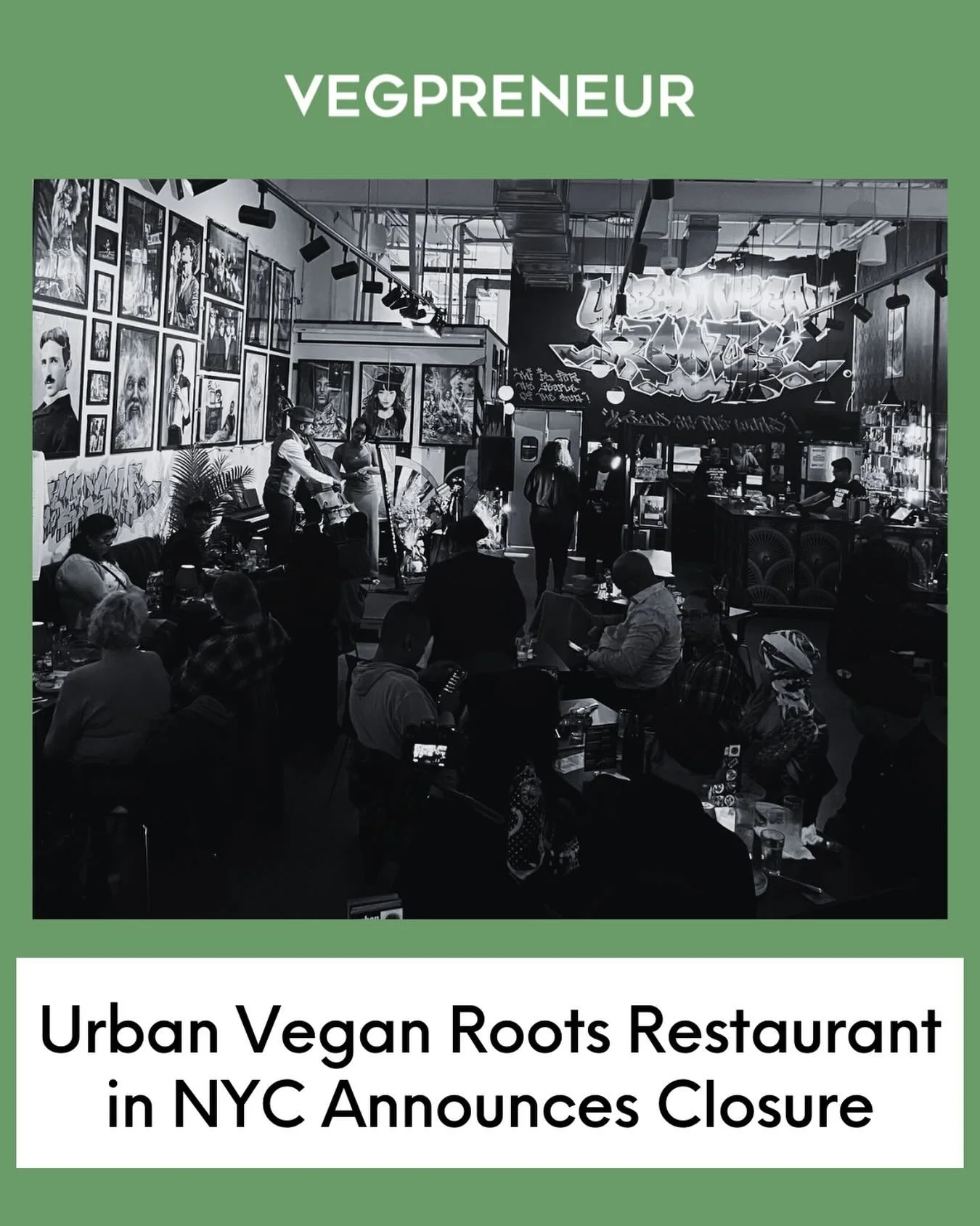 VEGPRENEUR member Urban Vegan Roots has announced it will close its Astoria, Queens location on March 31.

Run by David Tianga, the restaurant served as a community focused hub for plant based dining and cultural programming, regularly hosting artist