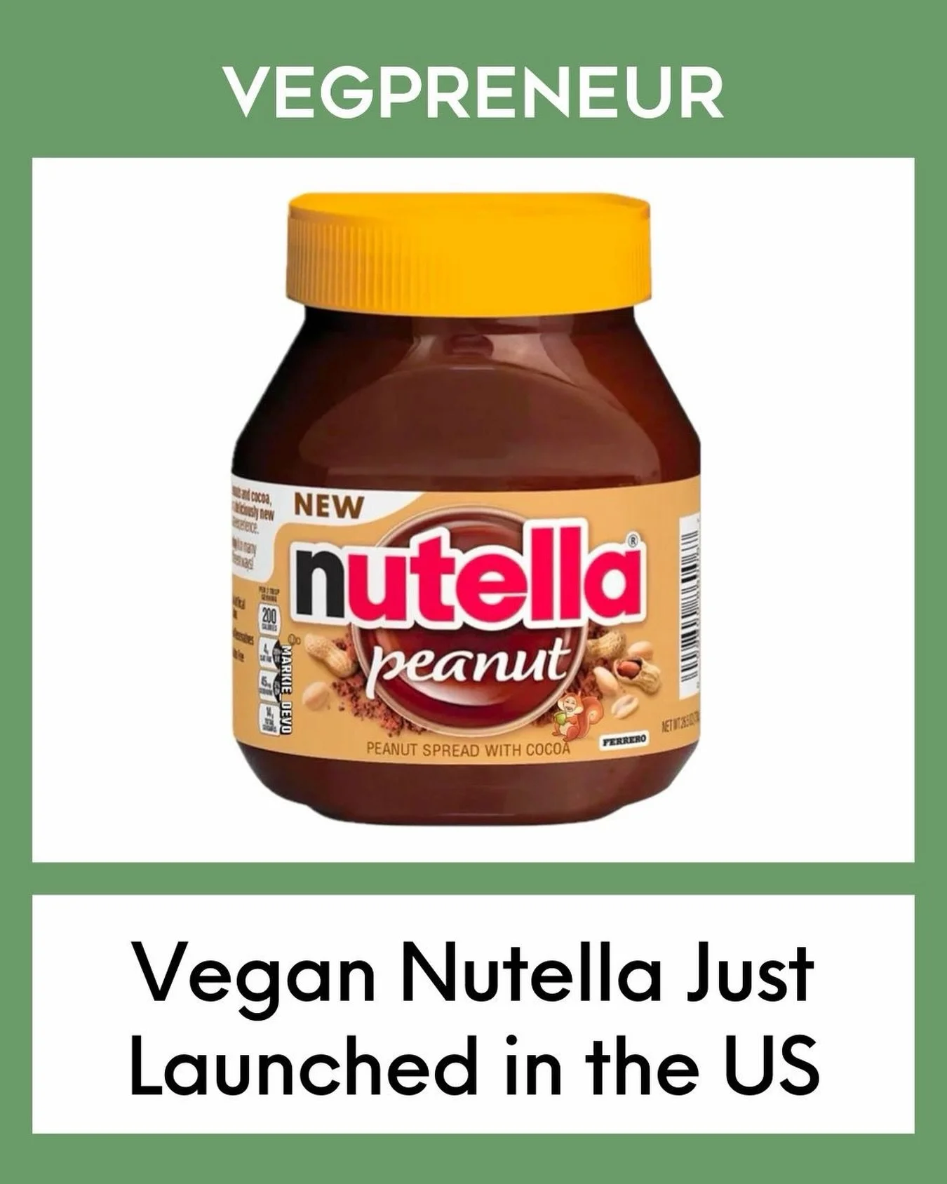 Took long enough&hellip;Vegan Nutella is officially in the U.S. 🌱🇺🇸

Would you try it?! Let us know⬇️

#VEGPRENEUR #vegan #nutella #peanut #plantbased