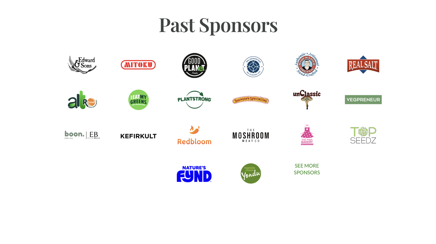 Past cruise sponsors including Edward and Sons, Mitoku, Good Planet Foods, Saladmaster, Miso Master, Real Salt, Plantstrong, Nature&rsquo;s Fynd, Yondu, VEGPRENEUR, and more