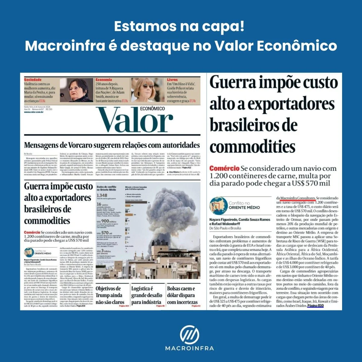 Macroinfra em matéria de capa do Valor Econômico