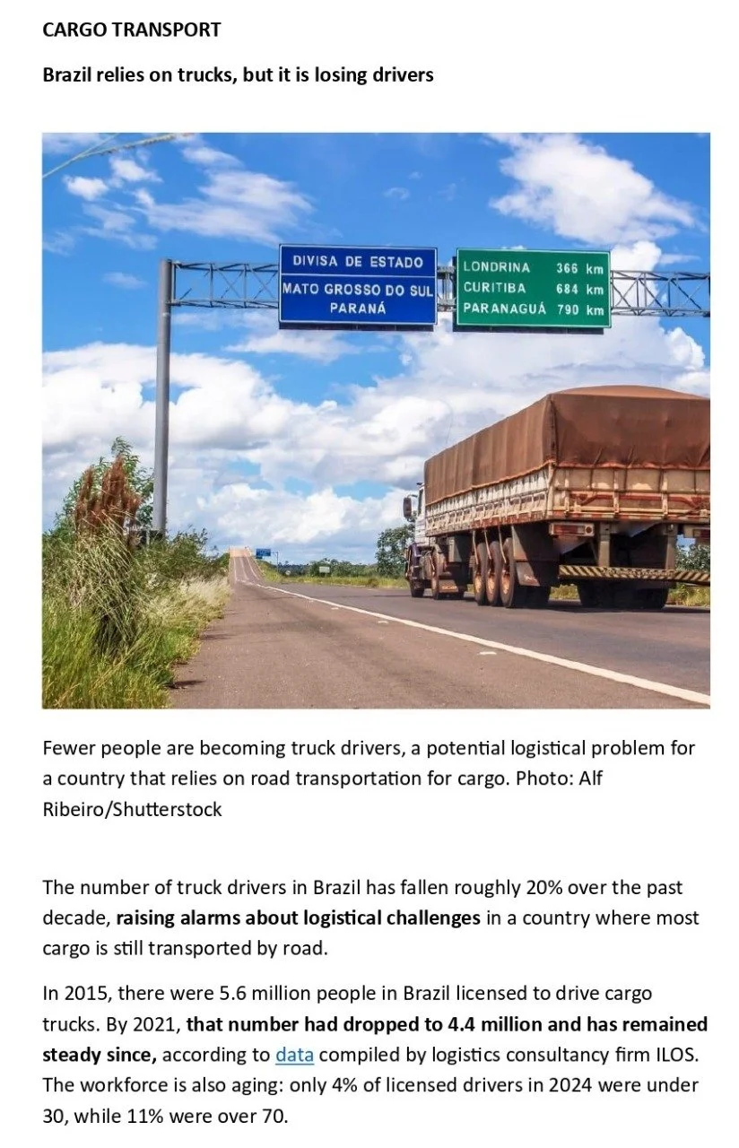 Brazil relies on trucks, but it is losing drivers