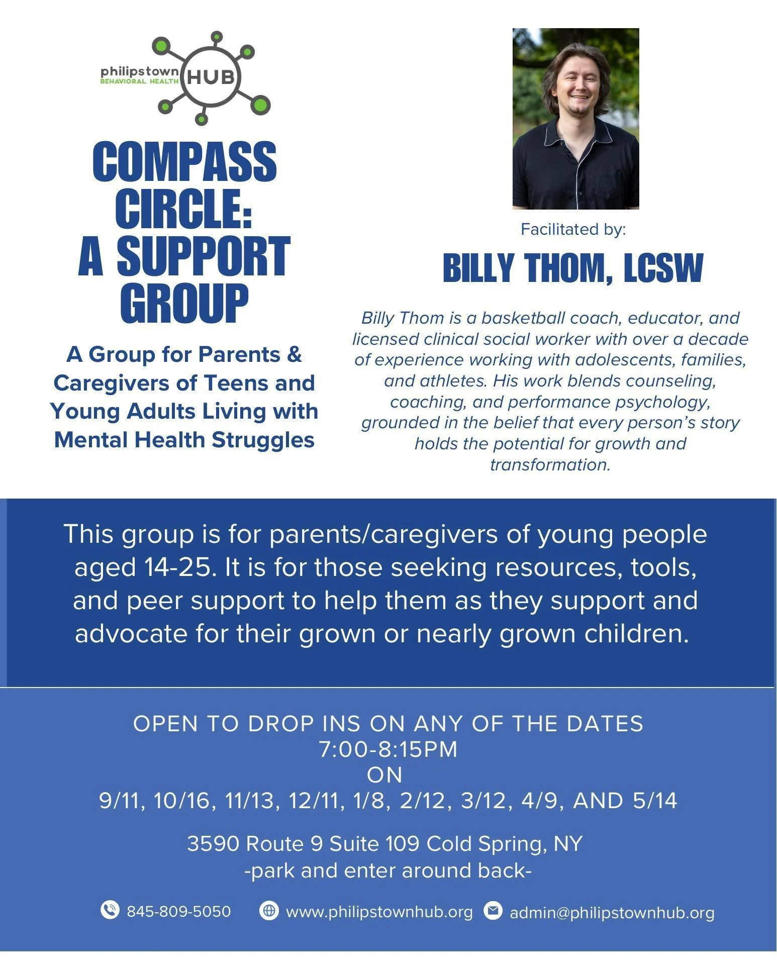 The next Compass Circle meeting is one week away! Parenting a teen or young adult with mental health challenges can feel overwhelming. Compass Circle is here to give you a place to connect, share, and learn alongside others who understand.
The group 