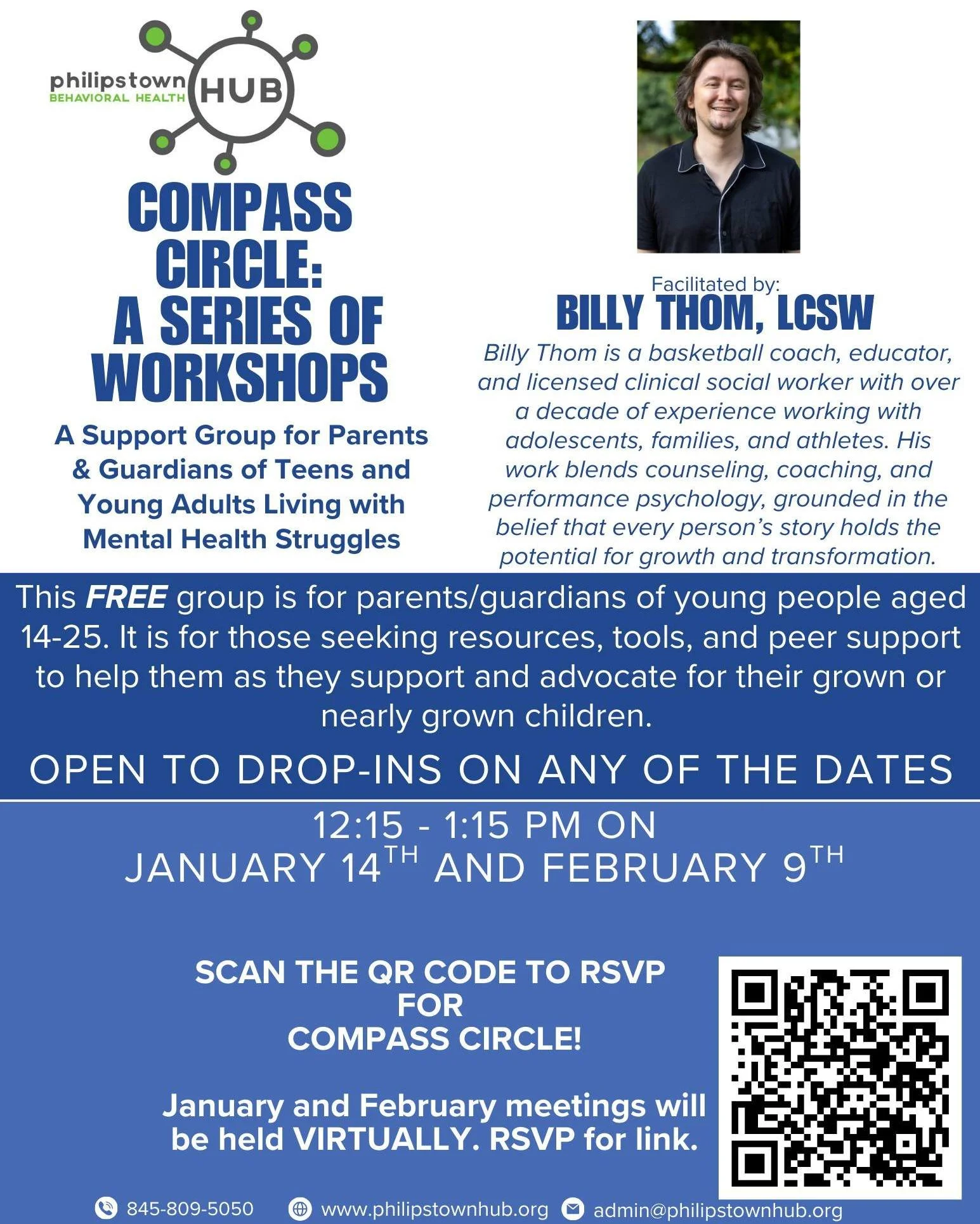 One week away! In January and February, Compass Circle will be held from 12:15 - 1:15 pm VIRTUALLY. Contact us at admin@philipstownhub.org or RSVP at https://compasscircle.eventbrite.com to receive the link!