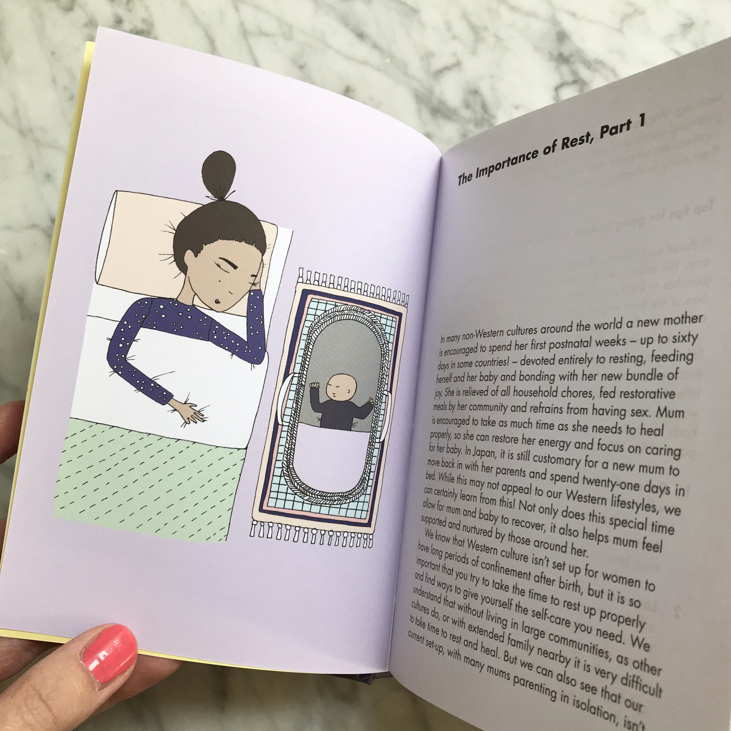 Photo of Illustration from the 'Little Book of Self Care for New Mums', Published by Penguin Random House. Autumn 2018