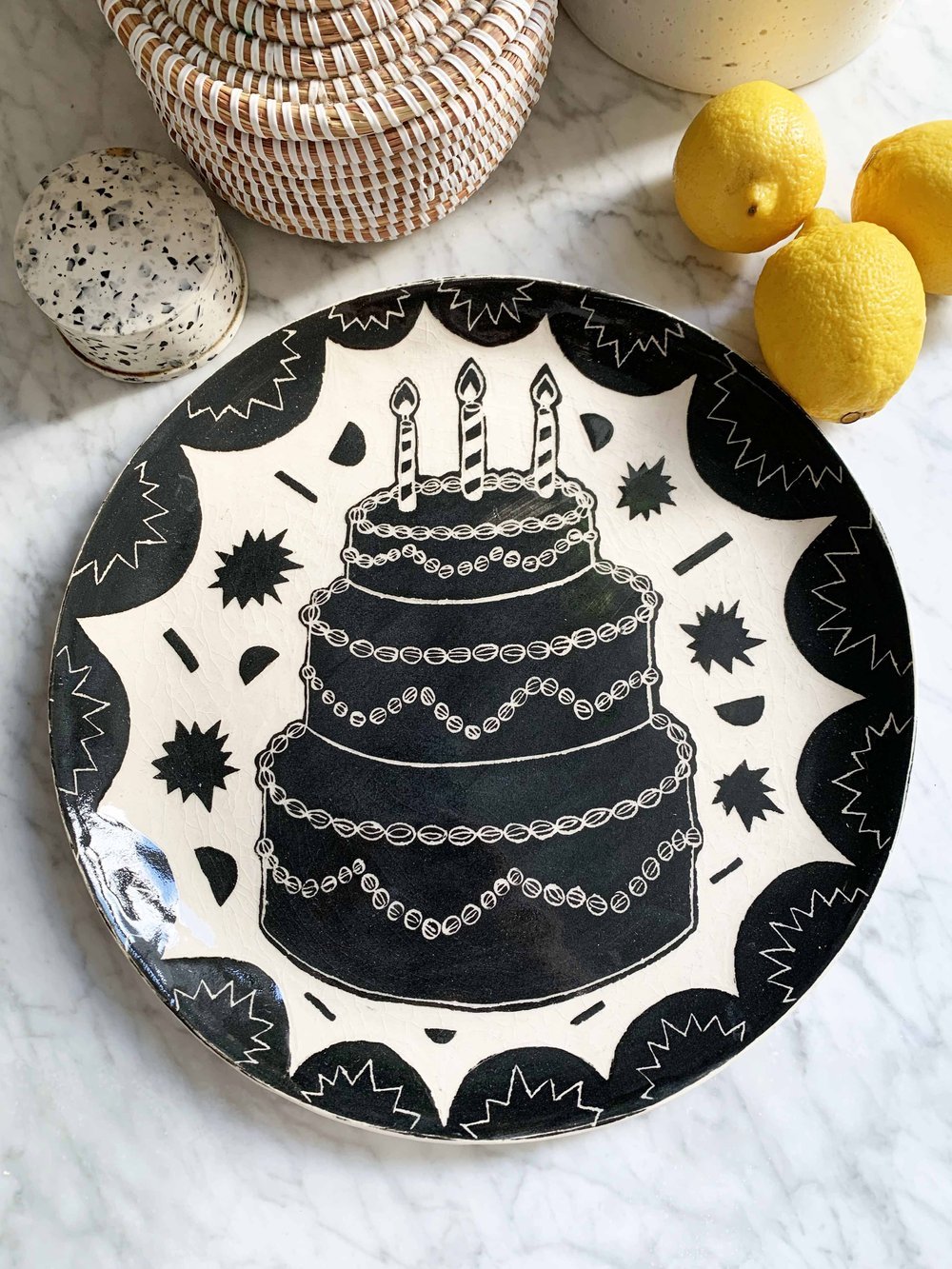 Hand Sgraffito Ceramic Plates by Kay (available in shop), 2022