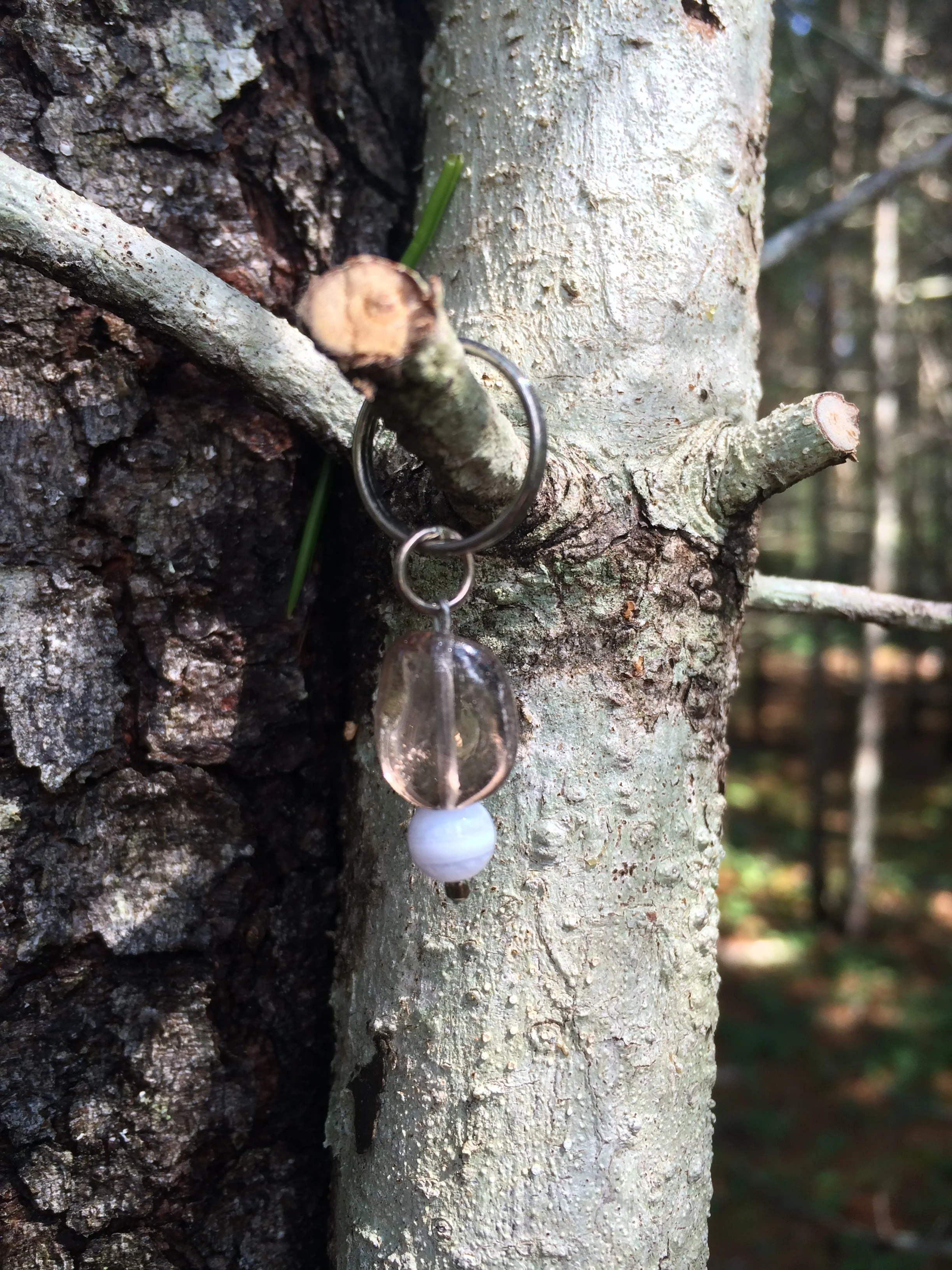 Blue Lace Agate &amp; Smokey Quartz Pet Pendant