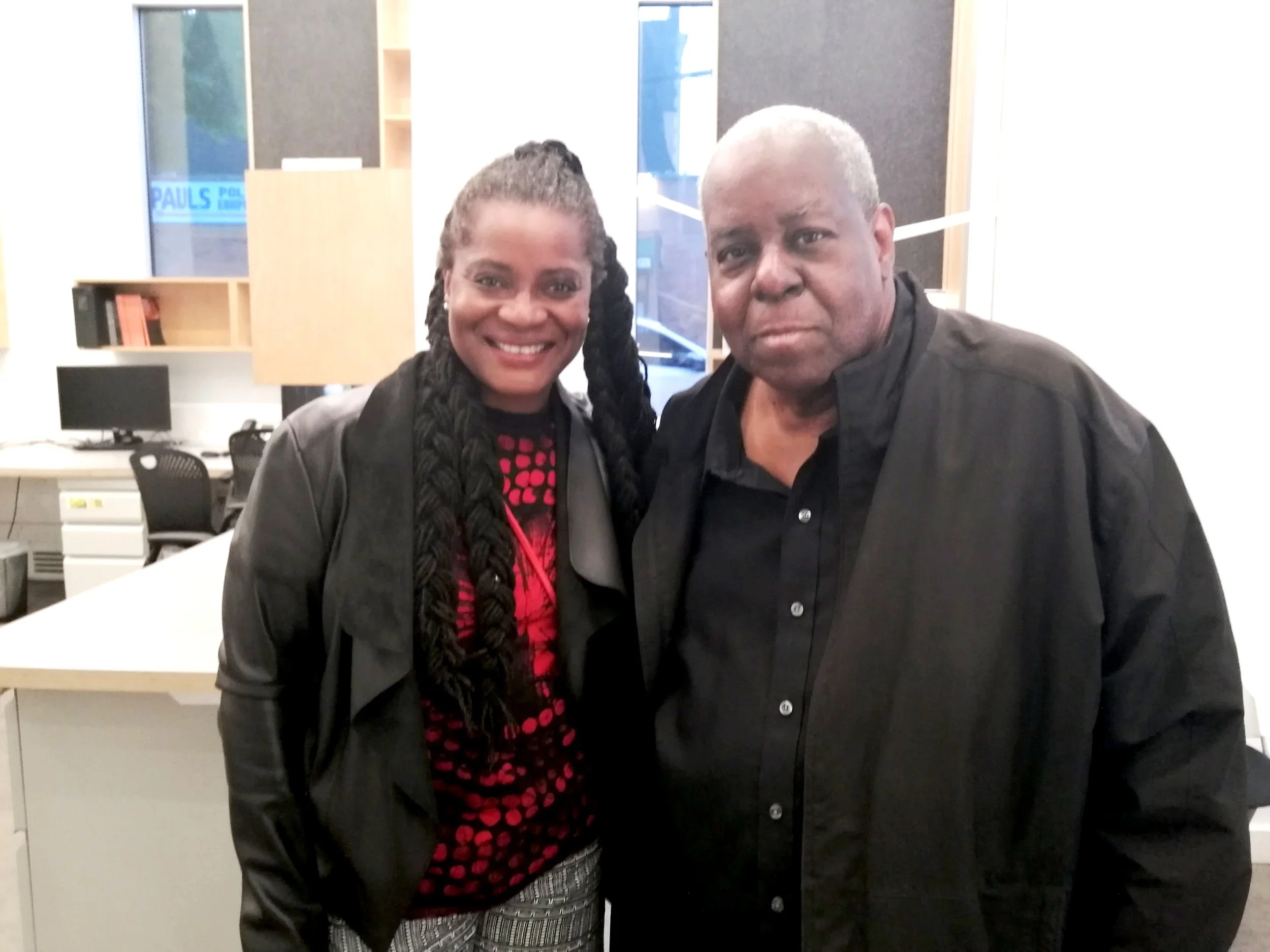 Oyiza Adaba with Jazz Musician and music director for "Emancipation" Tyrone Birkett 