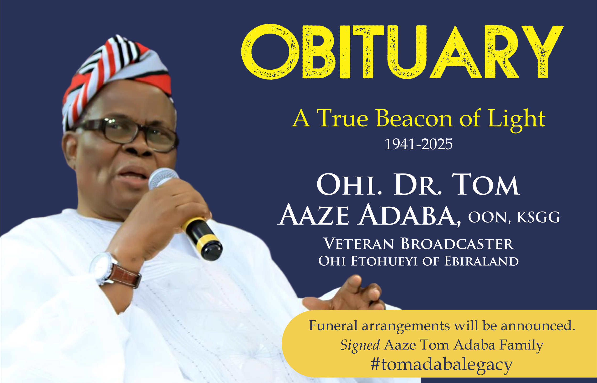 AAZE THOMAS ADABA, (OON, KSM, KSGG). Ohi Etohueyi of Ebiraland 