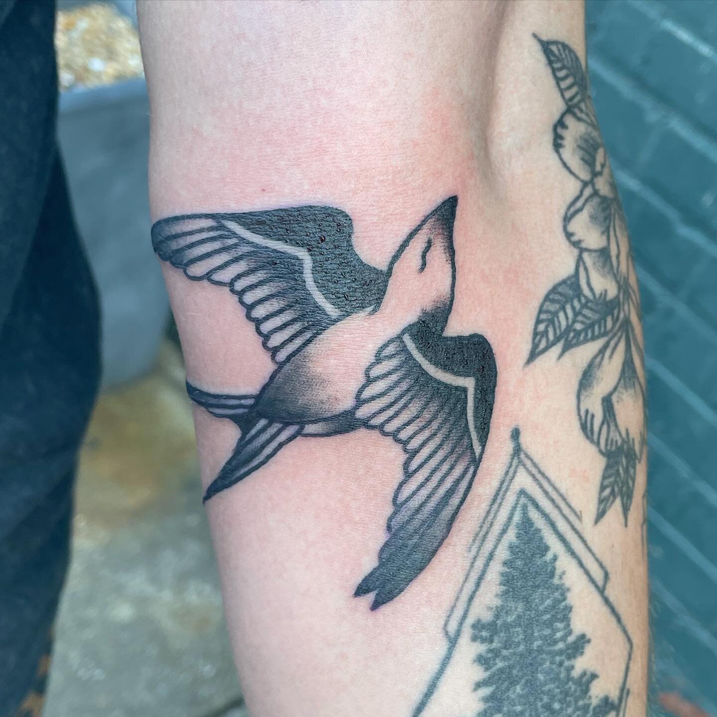 🕊Sparrow bow jammer, thanks again for the trust
.
Done at @ecoconsciousink 
.
.
#art #folk #tattoo #sparrow #ecoconsciousink #blackwork