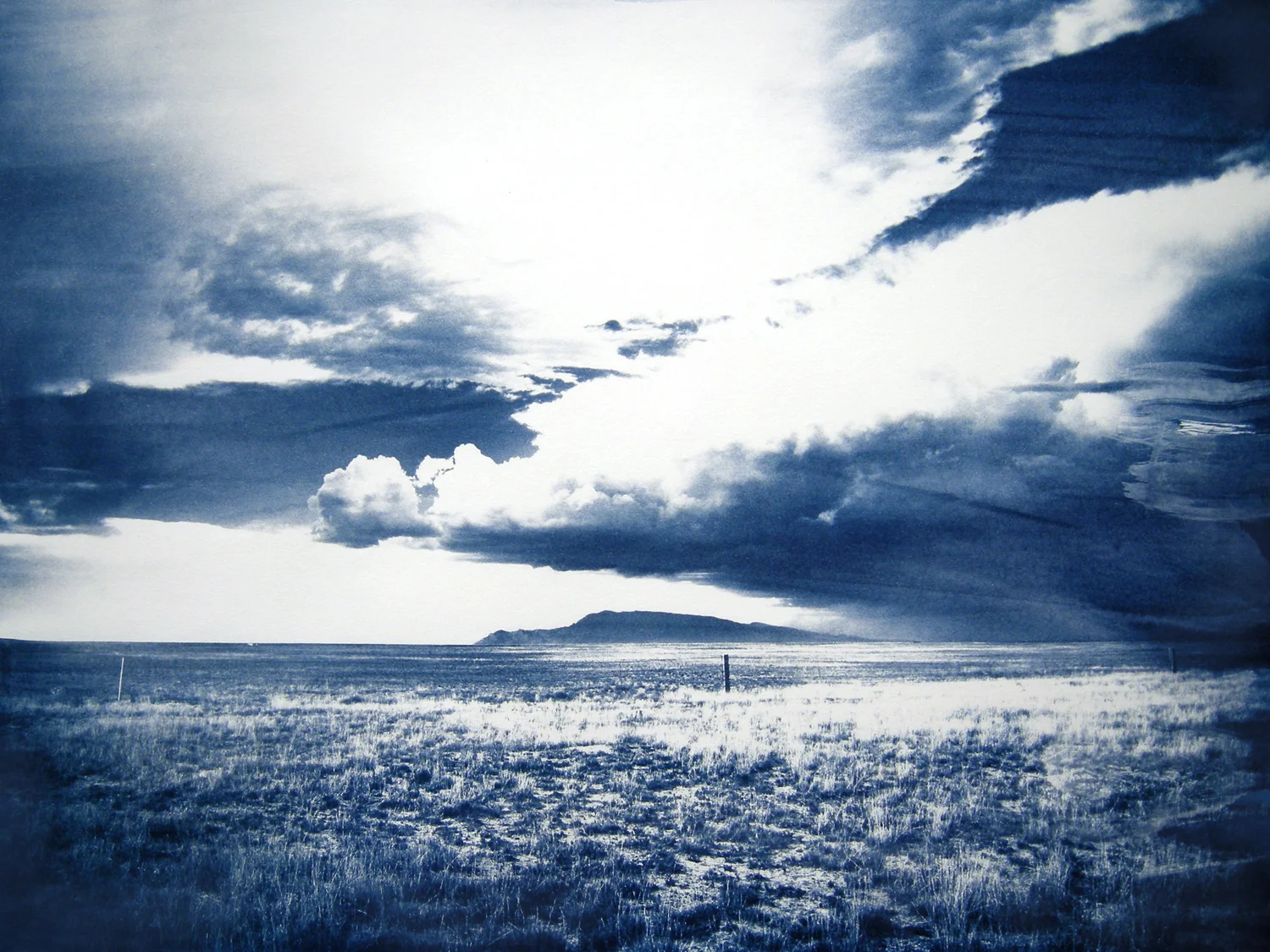  Mountain, Pueblo de Cochiti,  2014. Unique cyanotype on Stonehenge paper, 22” x 28.” 
