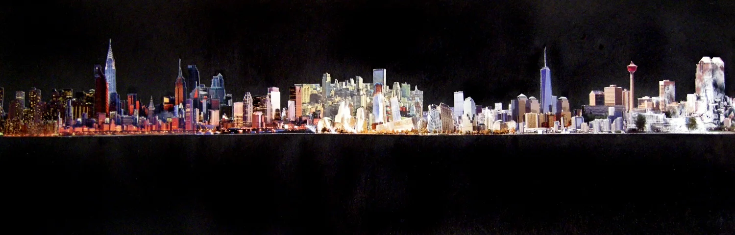   Infinite City  (Detail), 2014. Postcards collaged on paper. 