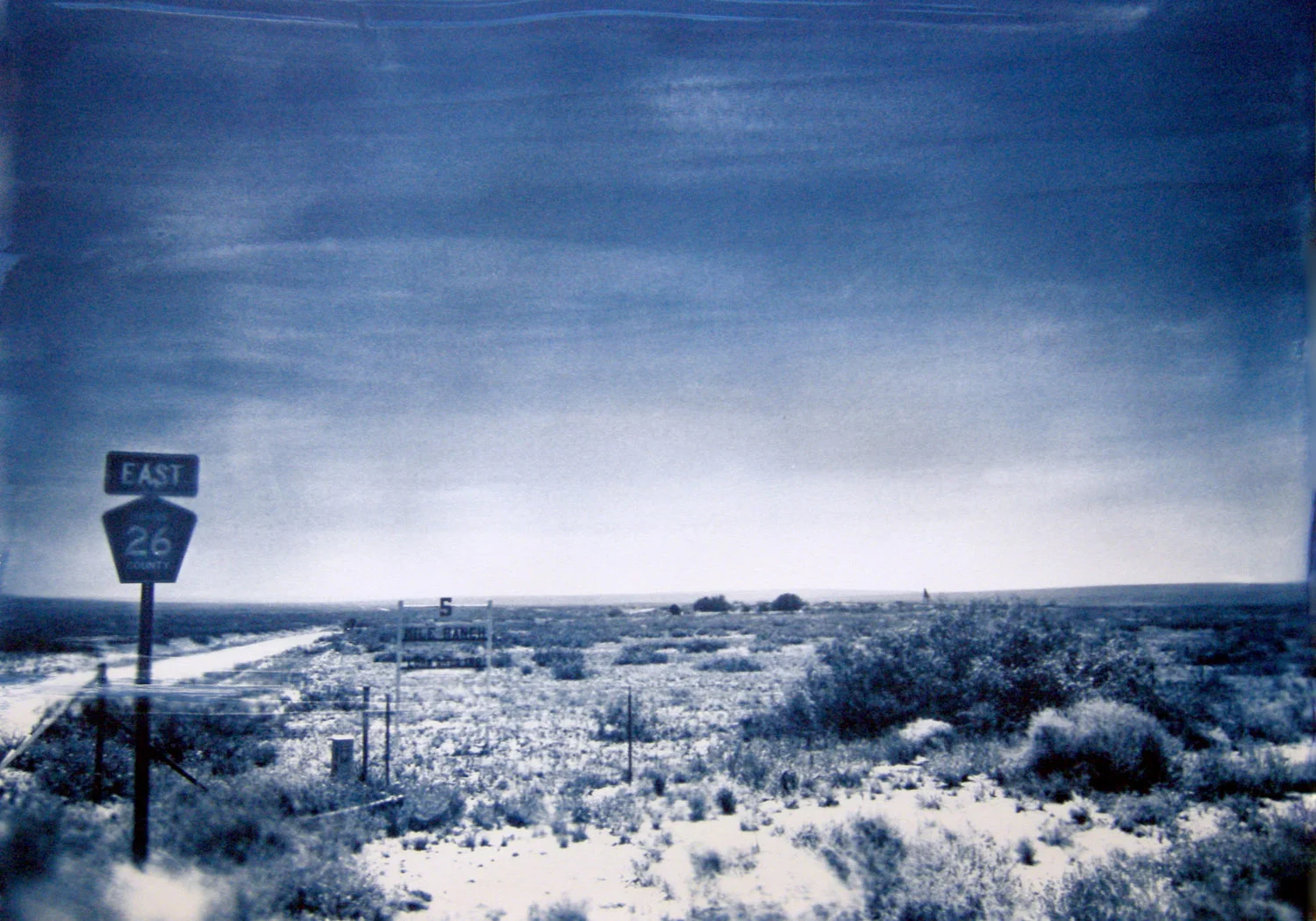 East 26, Chaves County, Cyanotype on Stonehenge paper, 2014