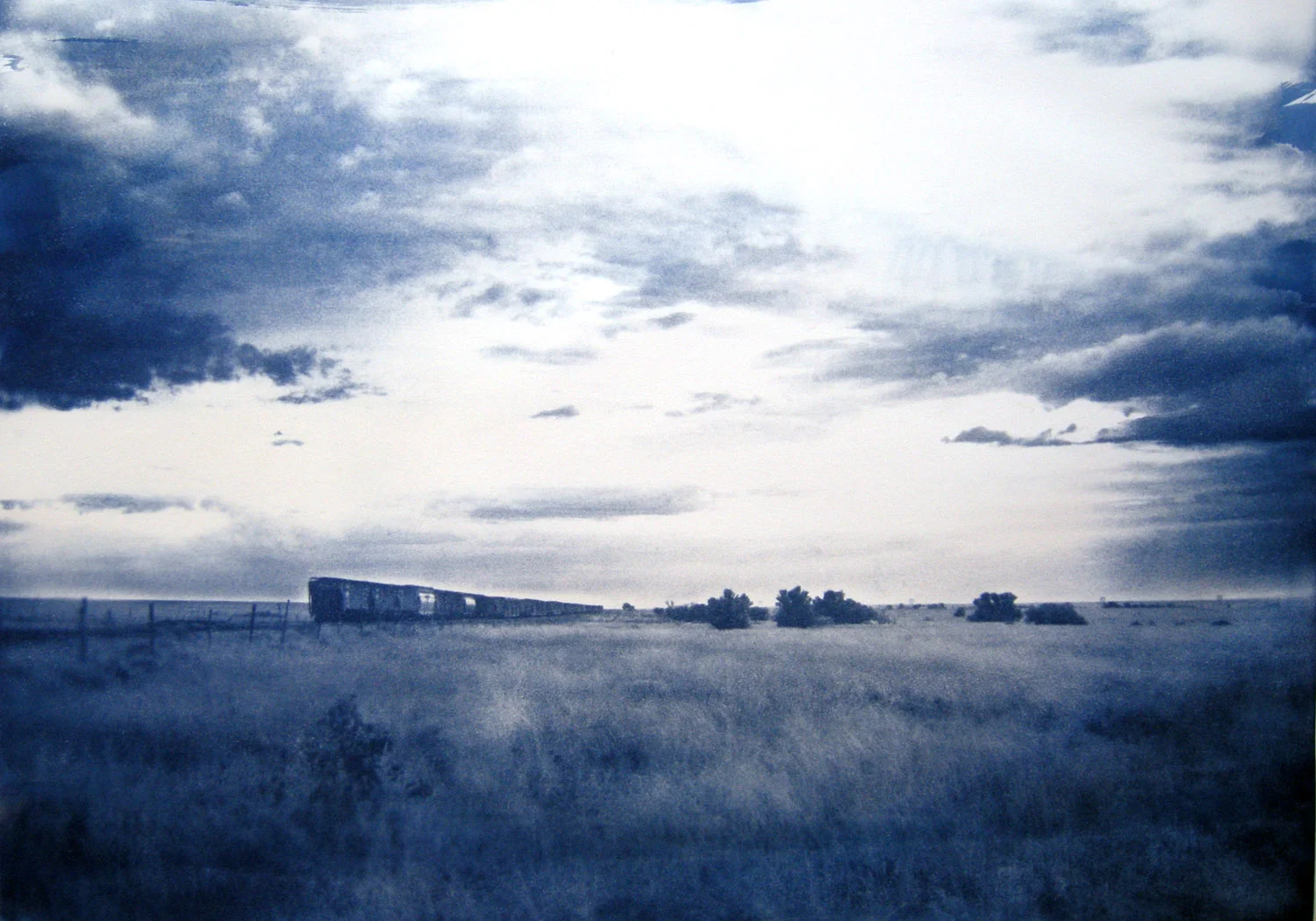 Train, Roswell, Cyanotype on Stonehenge paper, 2014