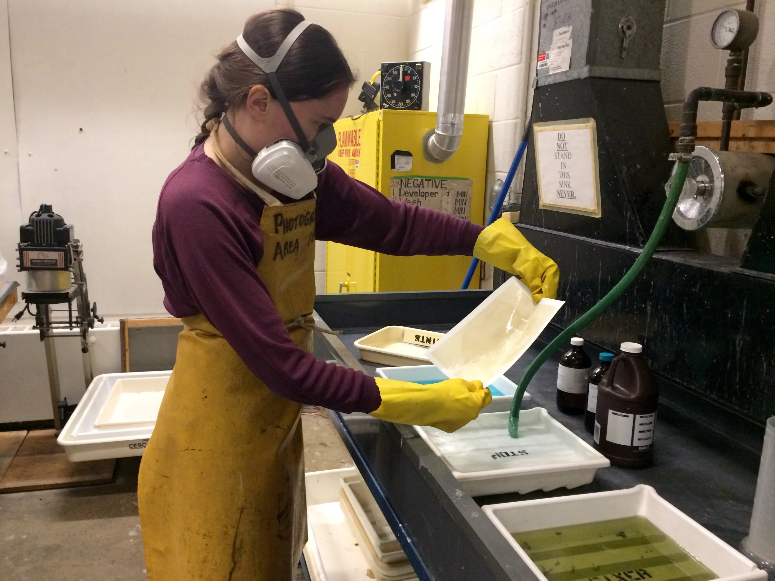  Creating mordançage prints in the darkroom, 2020. 