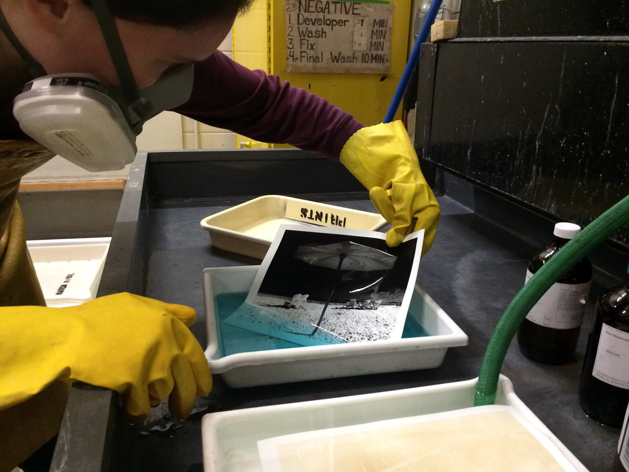  Creating mordançage prints in the darkroom, 2020. 