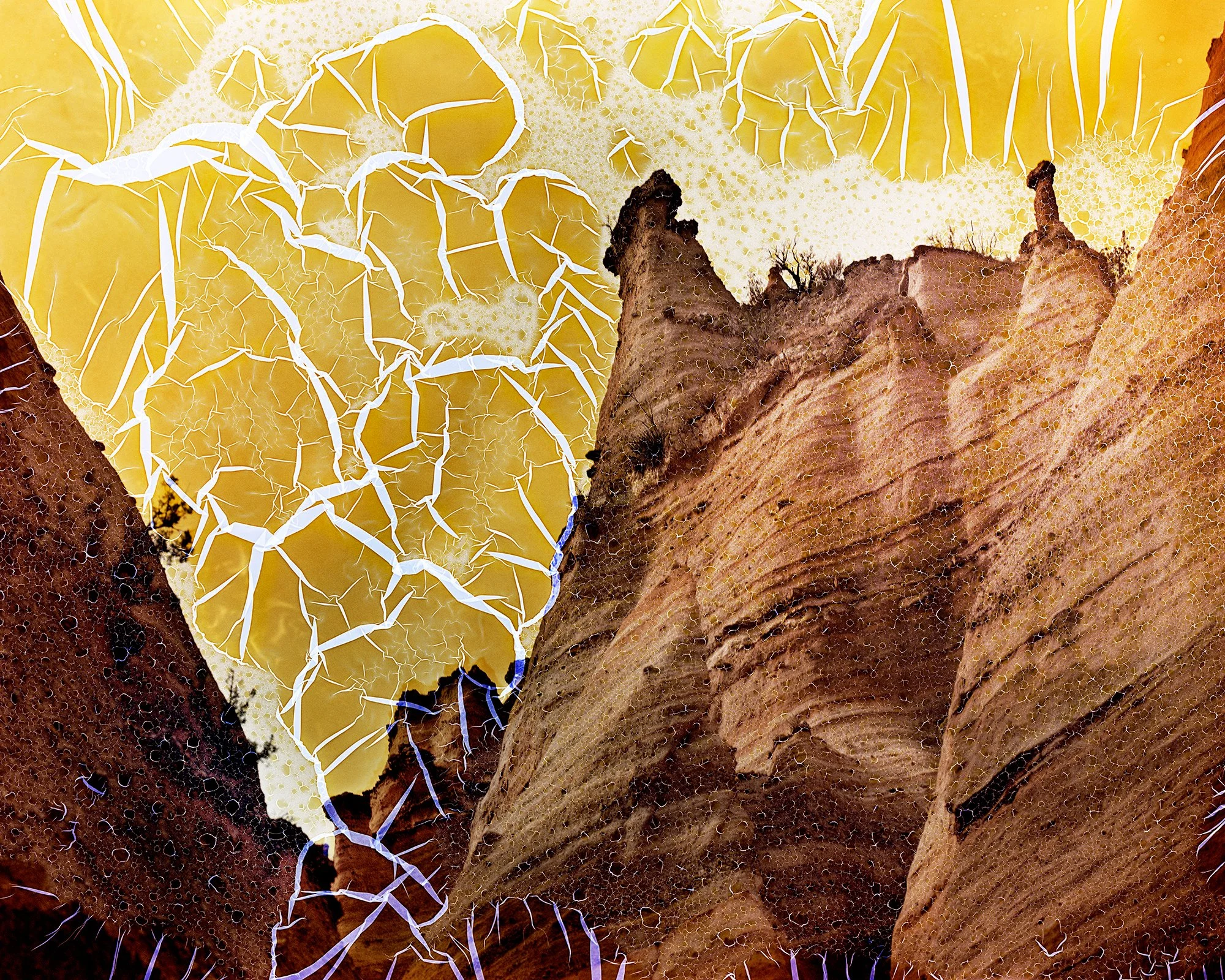 Tent Rocks and Sky , 2025. Lightjet print from 25-years-expired film treated with mordançage, 24” x 30” & 16”x20”, edition of 10 + 2AP total.