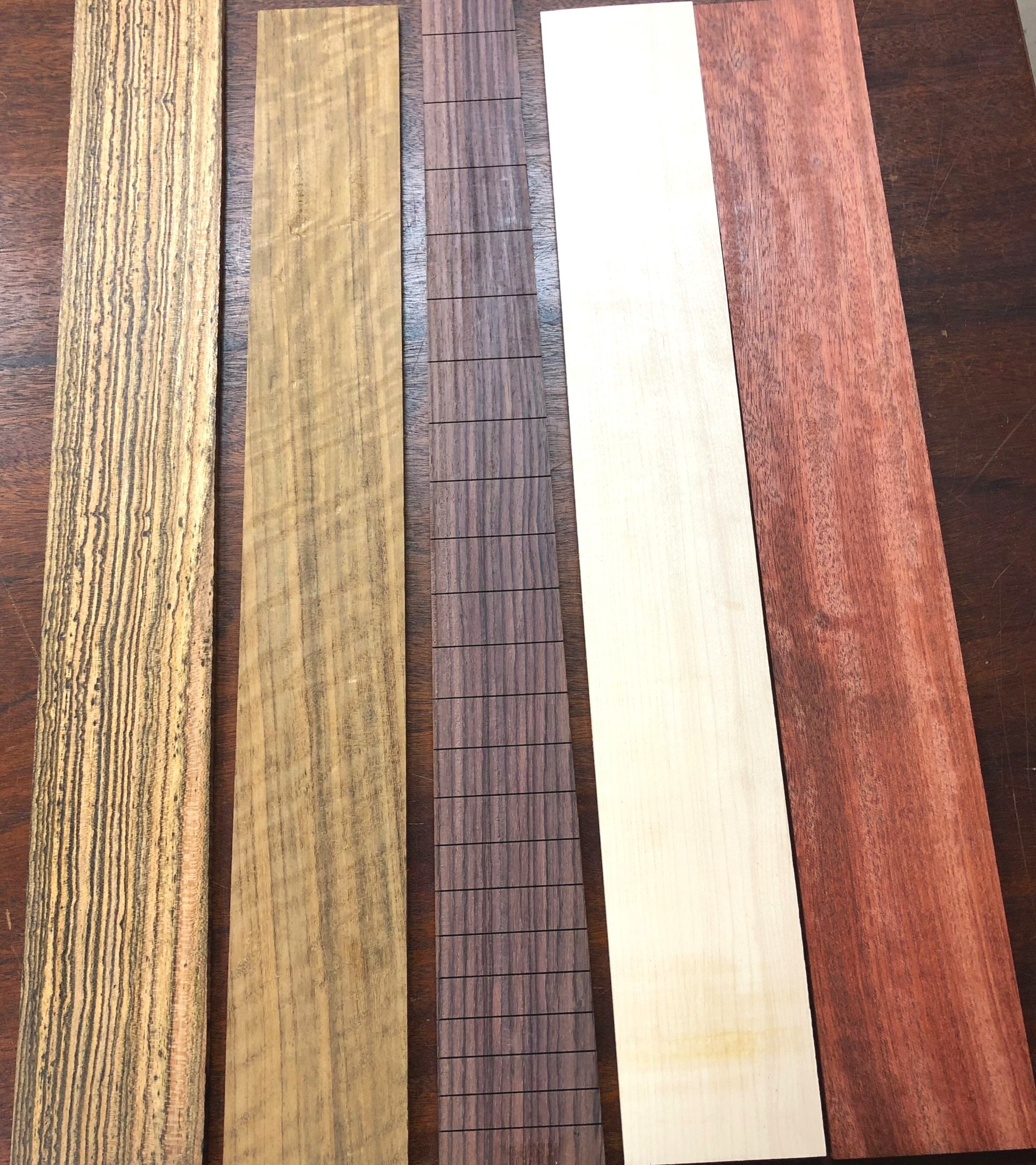 7 Species Fingerboard Blanks FREE SHIPPING IN USA PLEASE SEE PICTURES. 