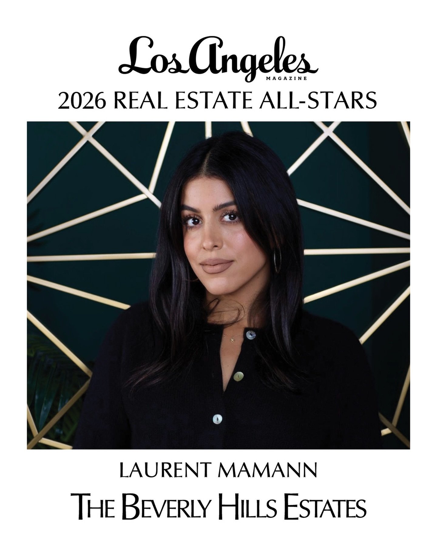 I am incredibly honored to be named a 2026 Real Estate All-Star by Los Angeles Magazine! This past year was truly record-breaking, with the privilege of representing some of the most beautiful properties across Los Angeles. Thank you to my amazing cl