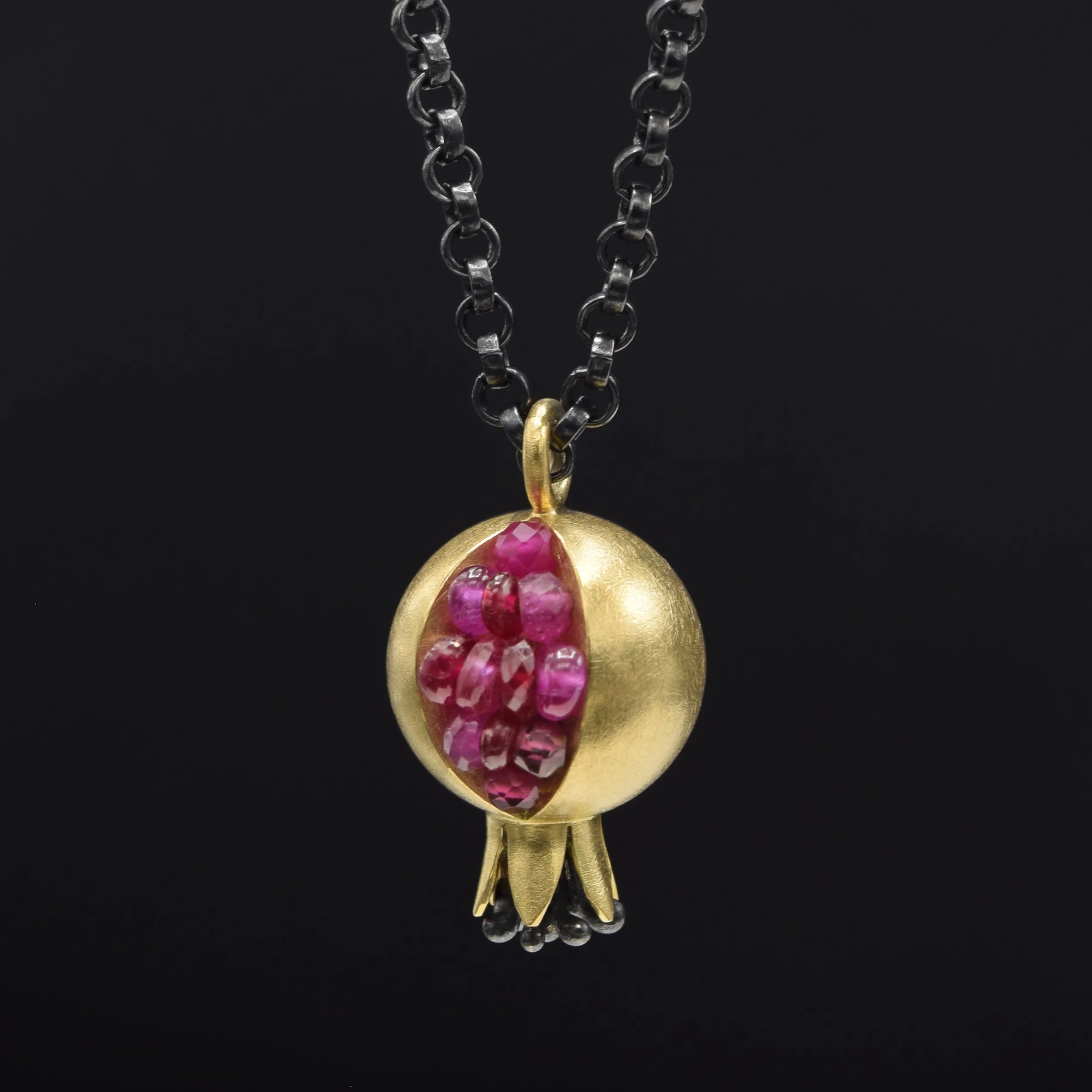 Pomegranate Necklace | 18K Gold, Pink Sapphire, Garnet and Ruby Necklace