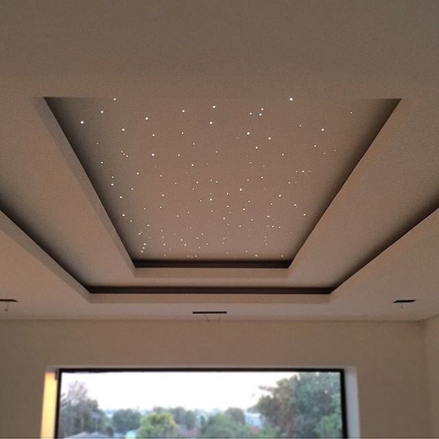 Another Custom Fiber Optic Starry Sky in a double volume ceiling... #gfplighting #fiberopticlighting #led #lightingdesign #customlighting #designerhome #starrysky