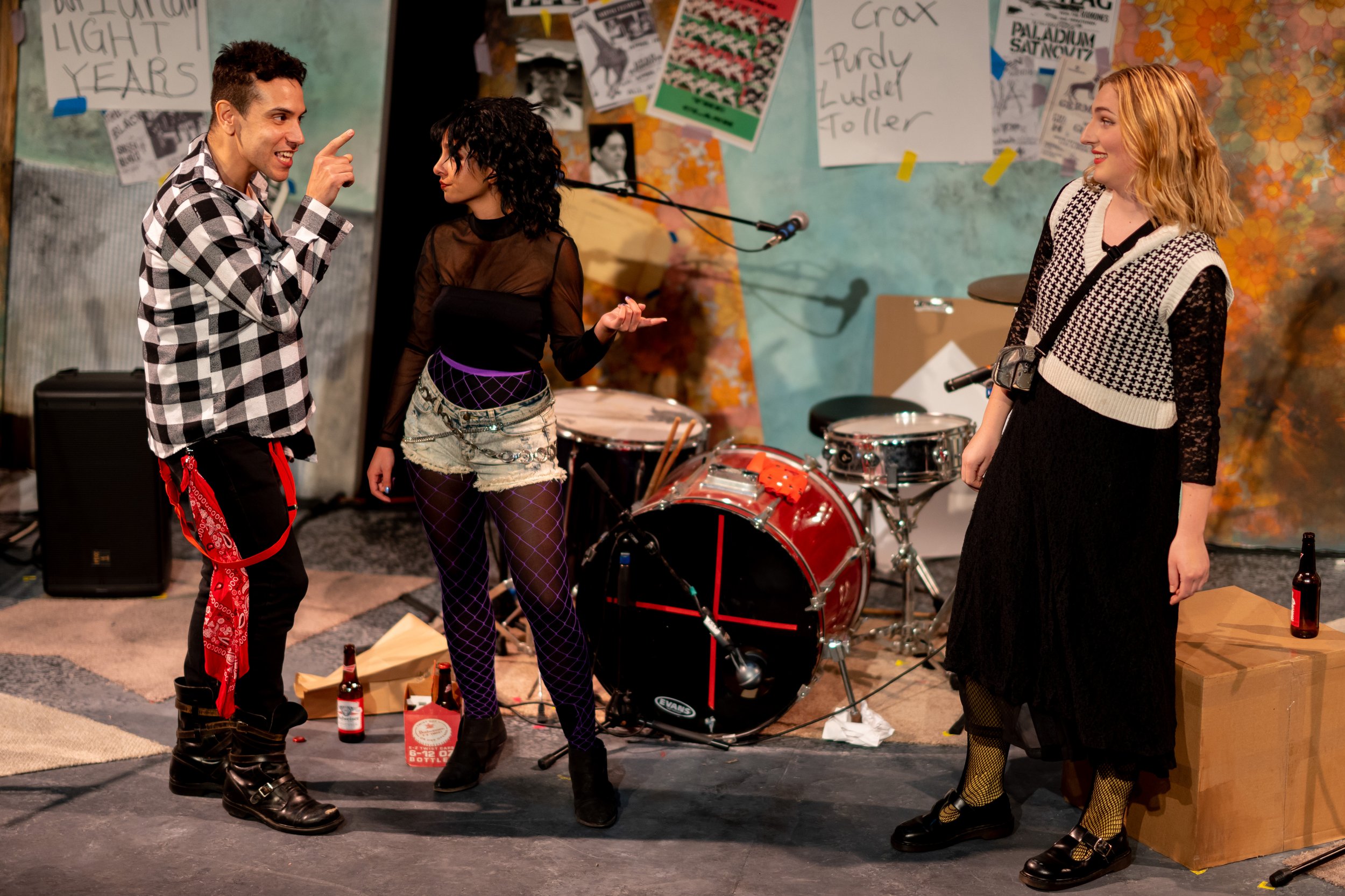 The trio argues in a scene from a performance of "Adobe Punk" ; (l-r) " Isaac Cruz as "Manny", Giselle Etessami as "Kat, and Karis Brizendine as "Noreen." Photo Credit: Rob Aft 